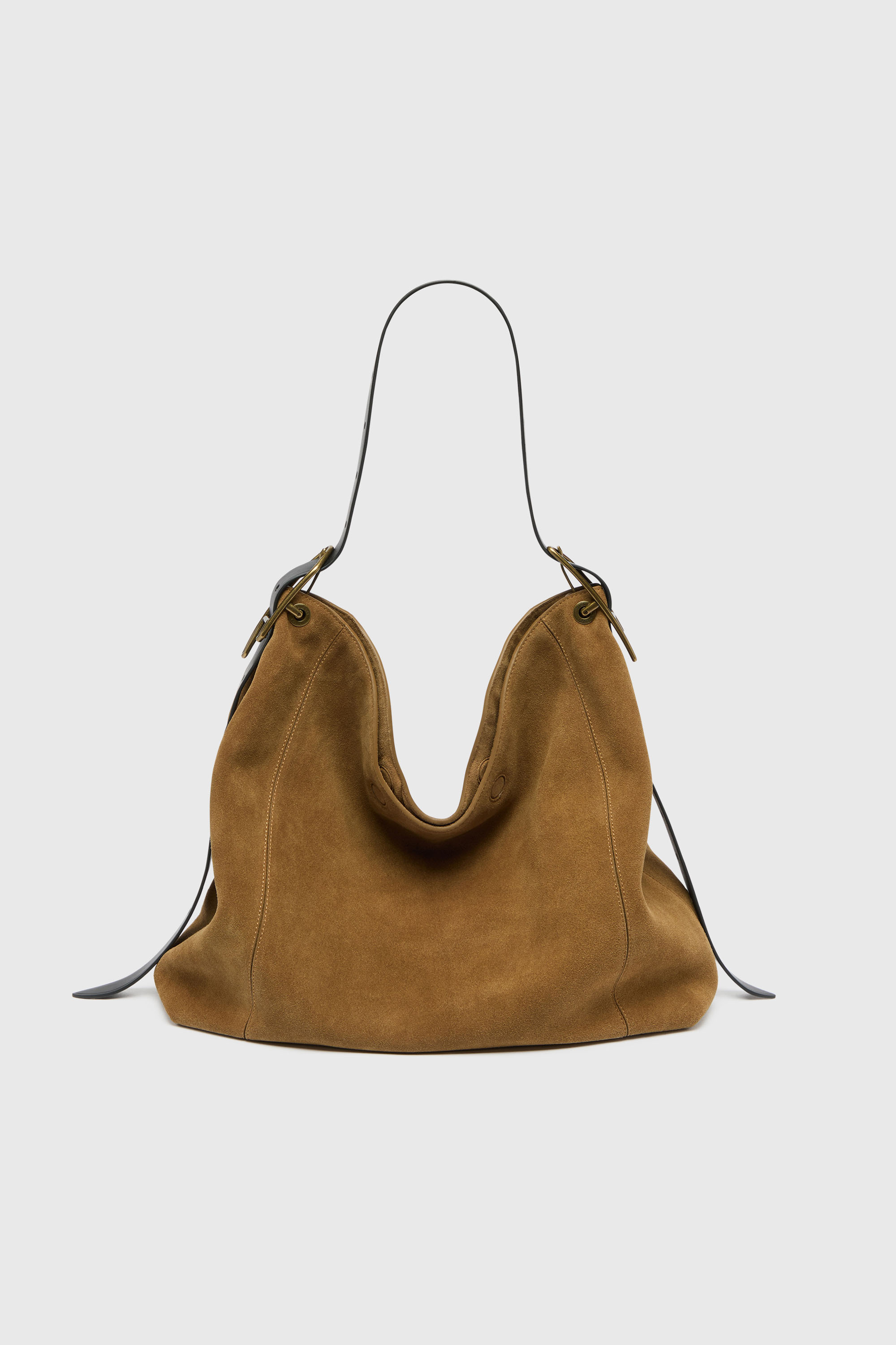 Diesel - D-LINE HOBO L, D-Line Borsa hobo in suede cerato Donna in Marrone - 2