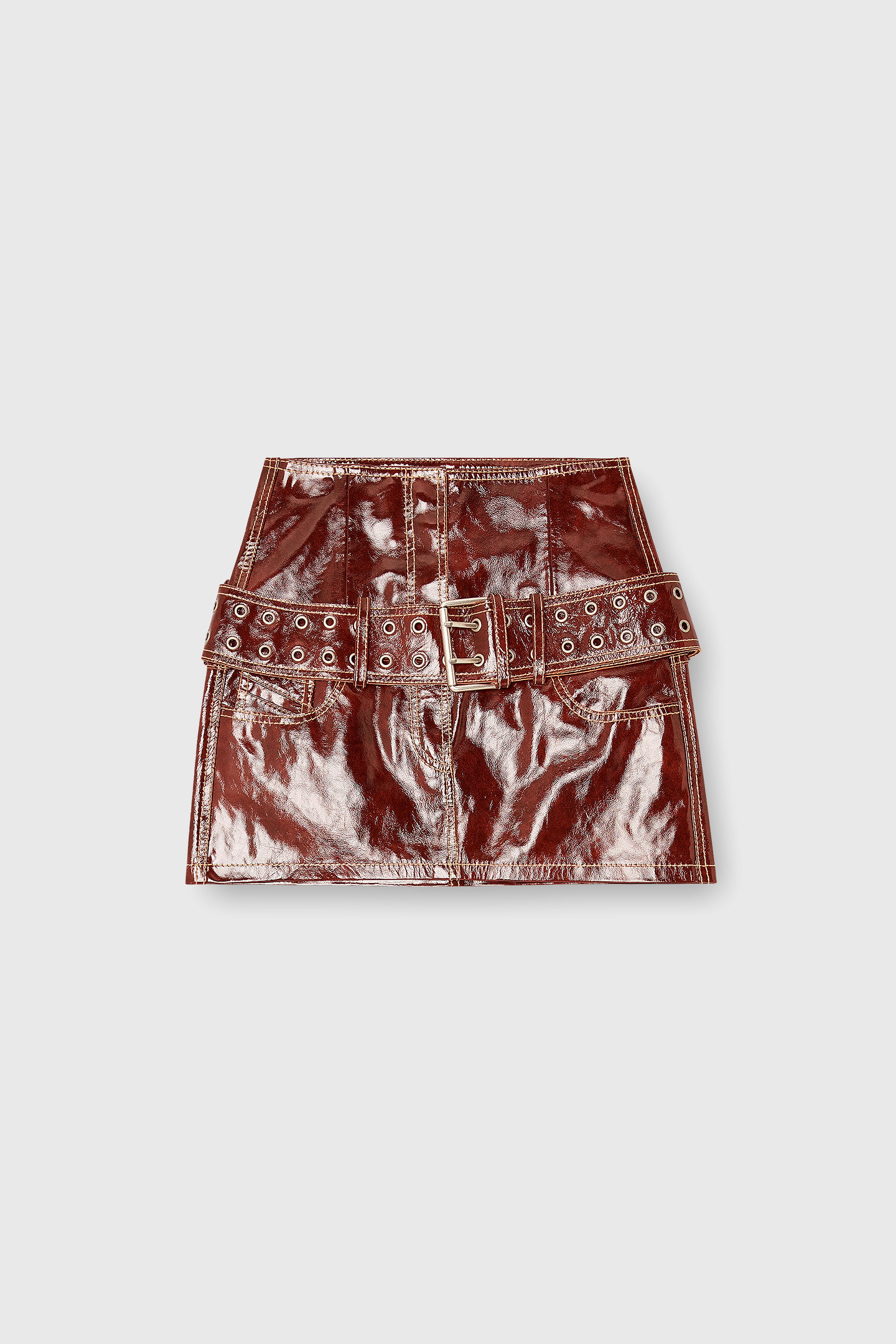 Diesel - L-EVANT, Minigonna in vernice con cintura Donna in Rosso - 2