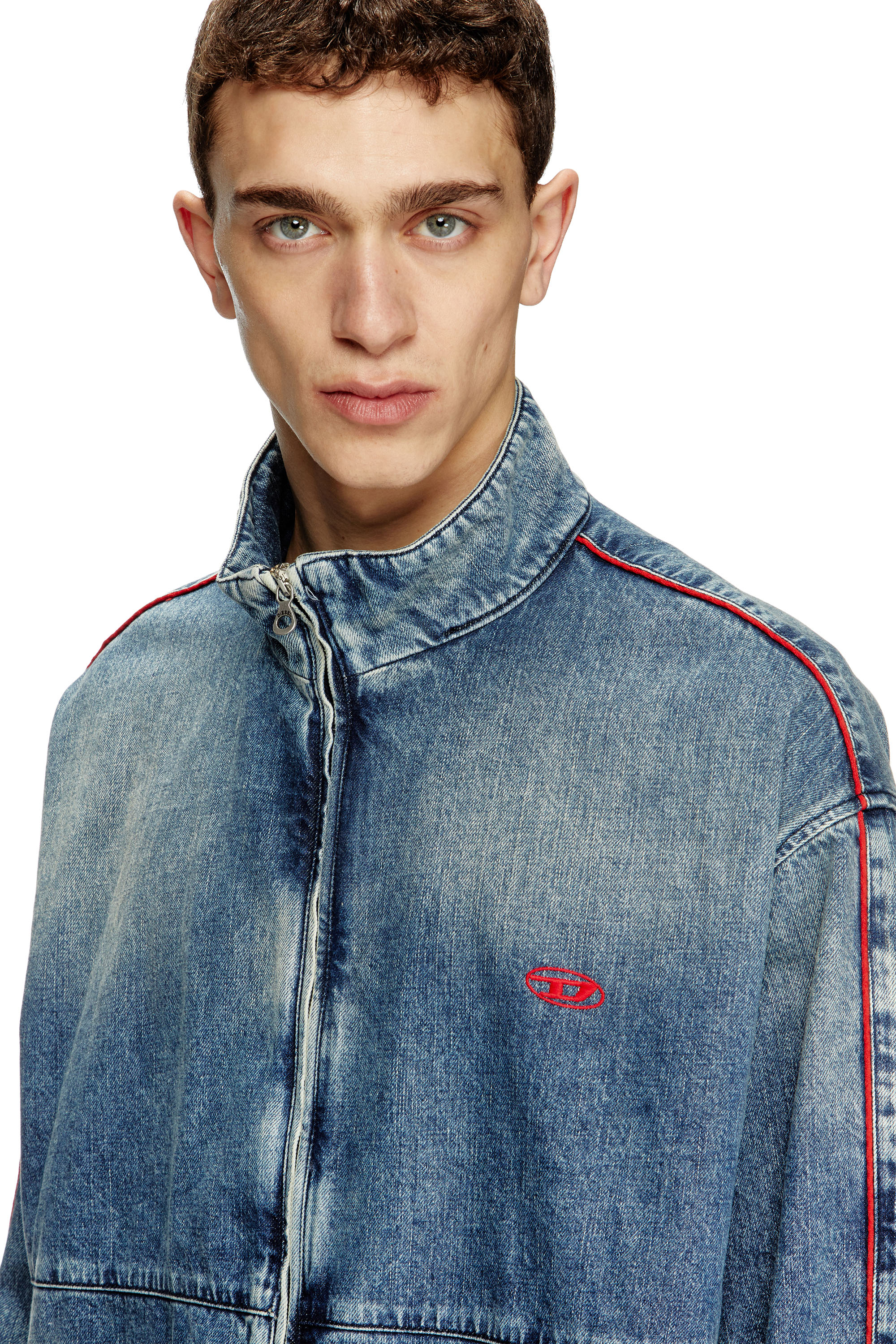 Diesel - D-KRAP-S2, Giacca in denim con profili rossi Uomo in Blu - 5