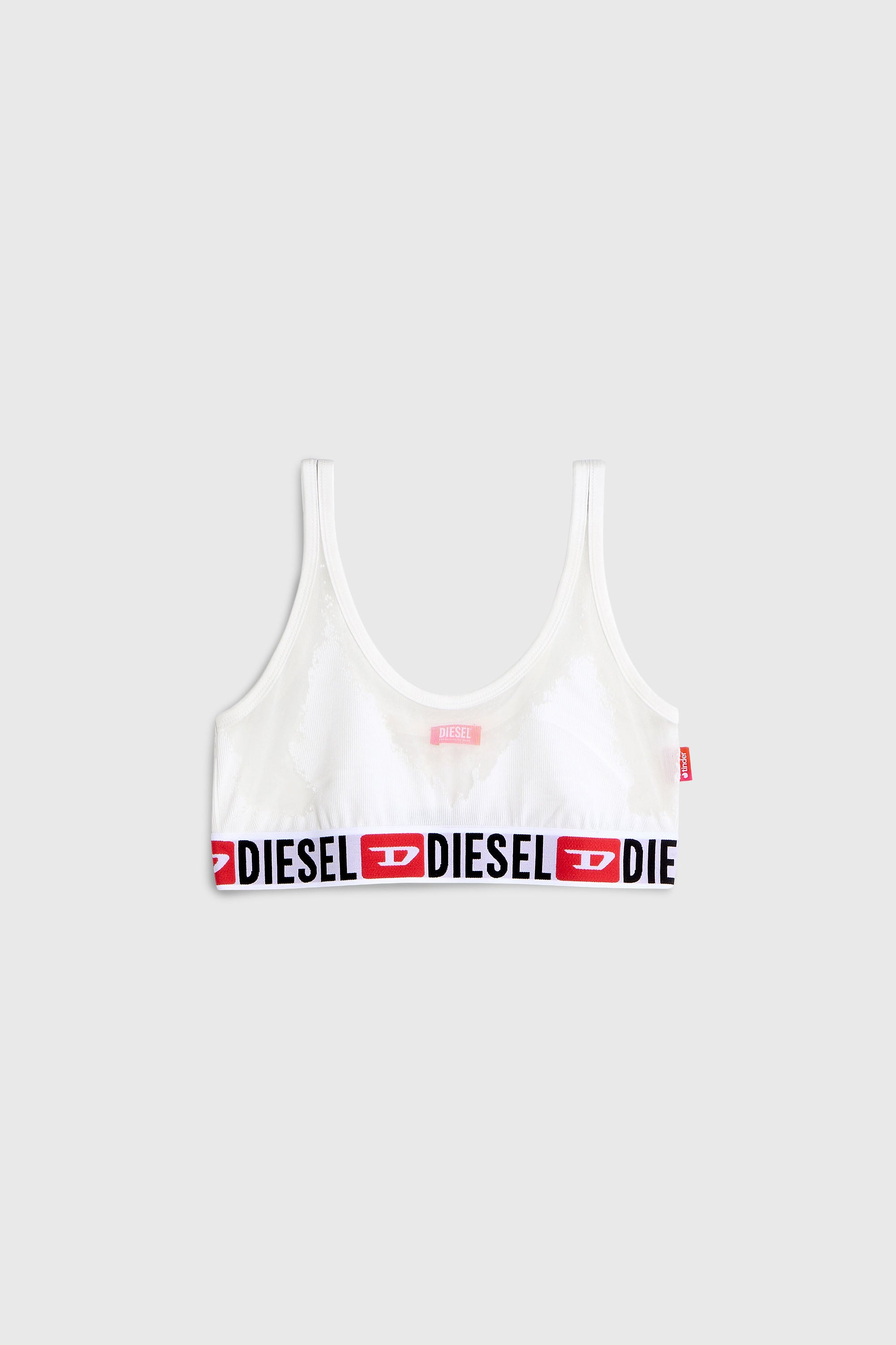 Diesel - PR-ORIBA-D-CORE, Bralette con effetto devor&eacute; trasparente Donna in Bianco - 2