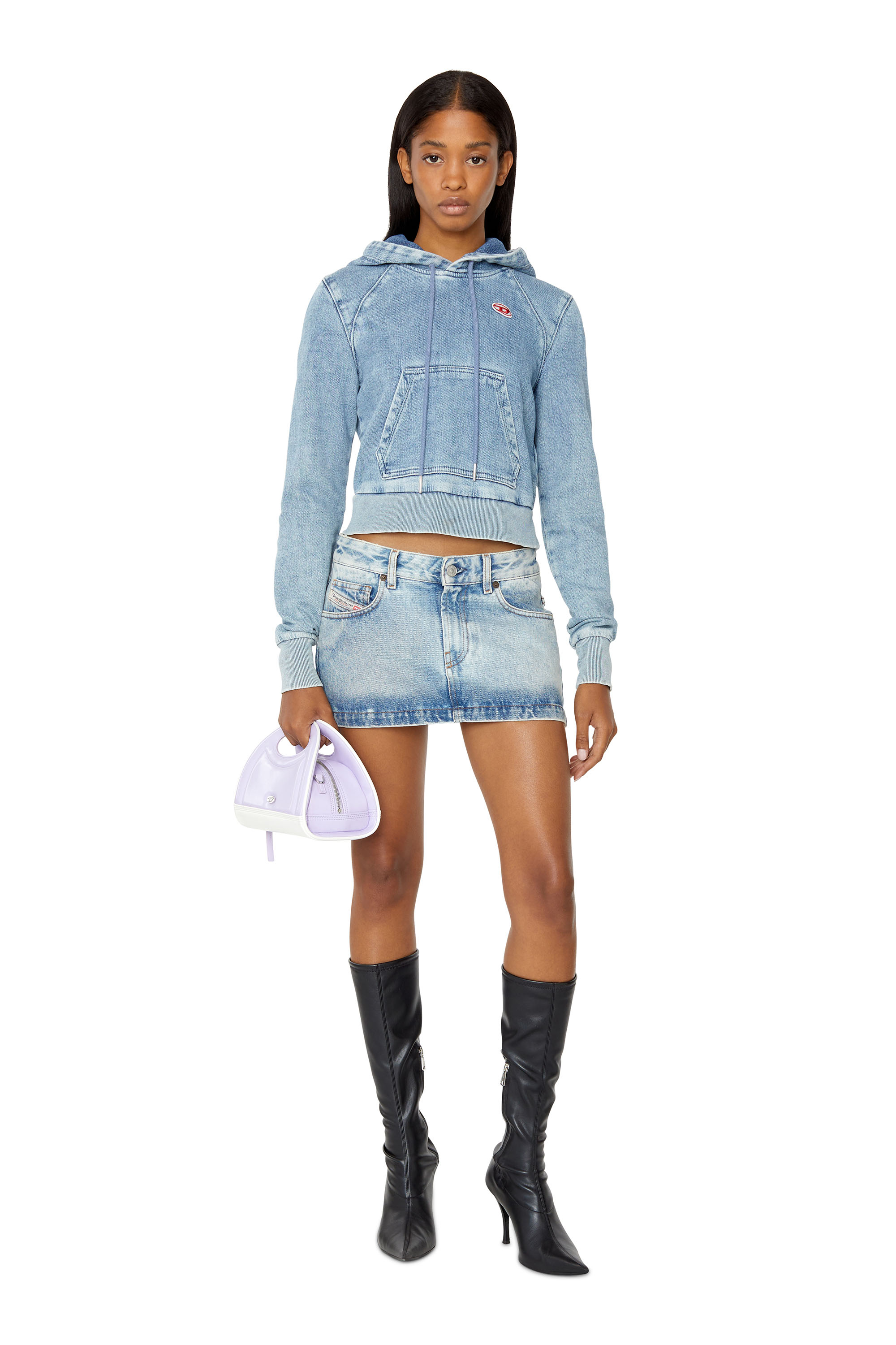 Diesel - D-ANGY TRACK DENIM HOODIE, Blu Chiaro - Image 5