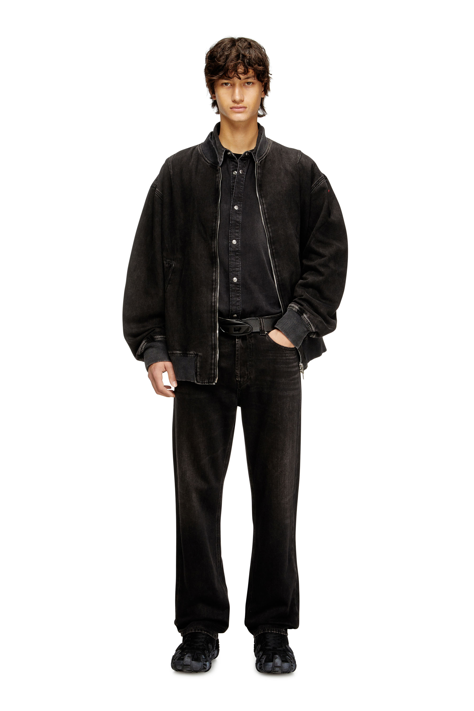 Diesel - D-VINZ, Bomber in denim lavaggio clean Uomo in Nero - 2