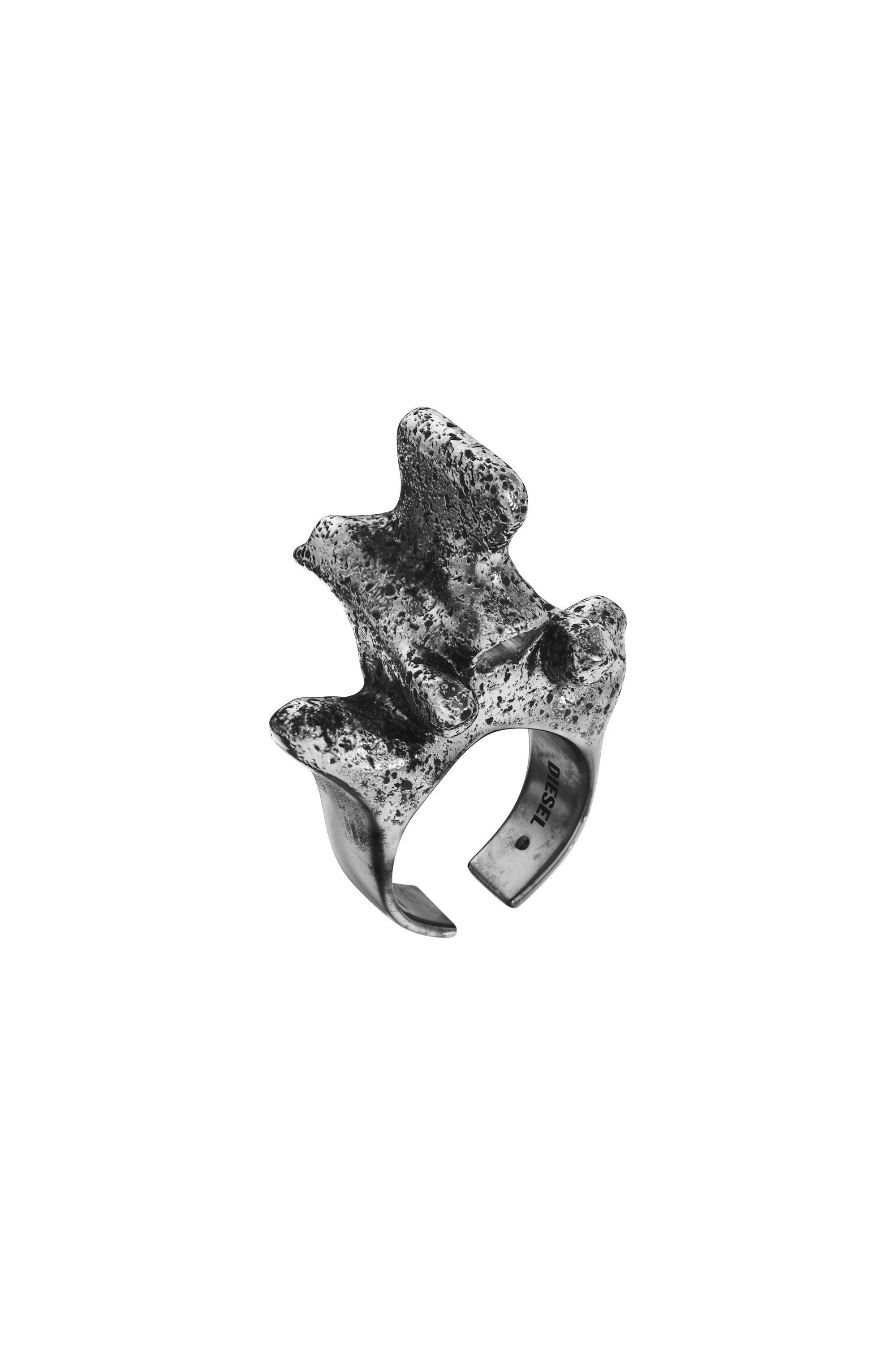 Diesel - DX1708040 JEWELLERY, Anello in metallo color argento con elemento centrale Unisex in Grigio - 1