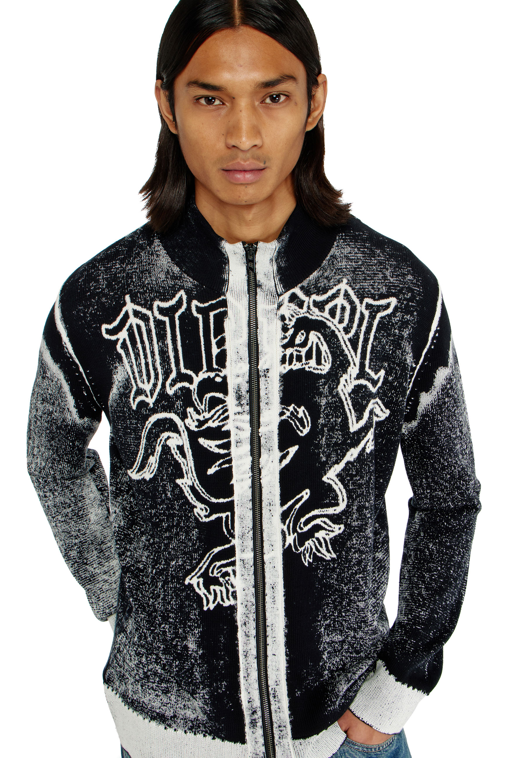 Diesel - K-LAUROS, Cardigan lavorato con motivo grifone Uomo in Multicolor - 5