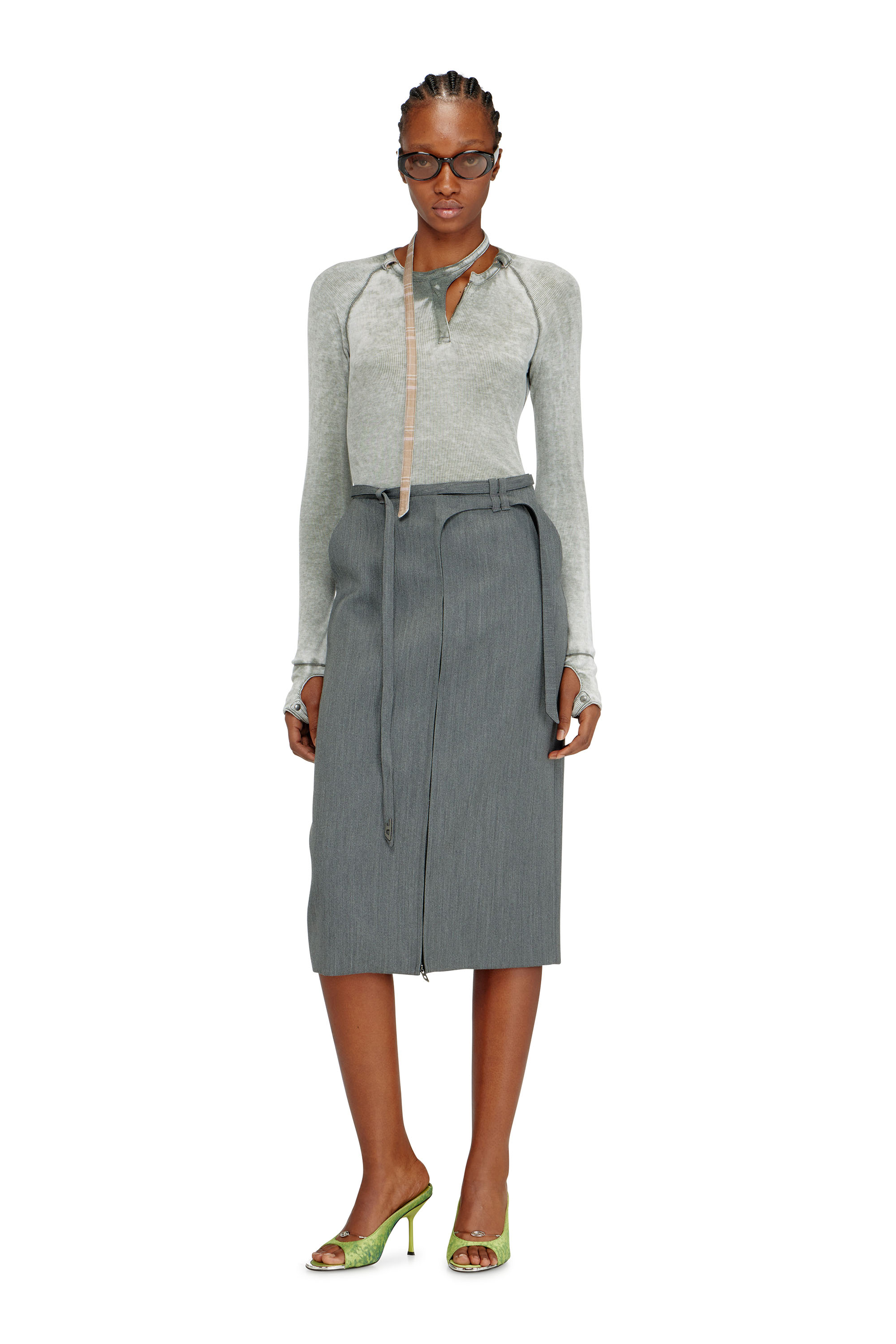 Diesel - T-ECLA, Top in jersey a coste con cinturino biker Donna in ToBeDefined - 2