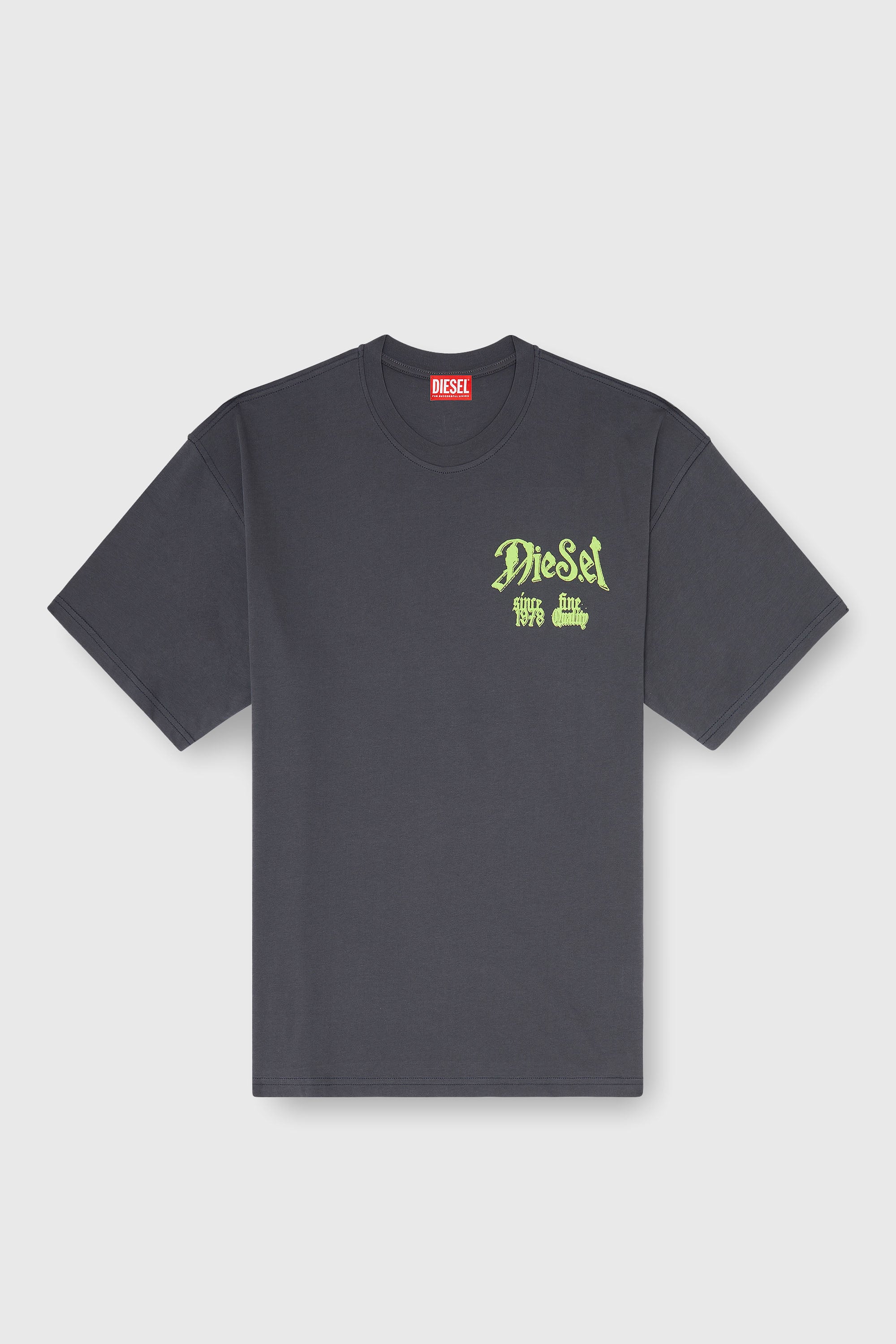 Diesel - T-BOXT-AA2, T-shirt in cotone con grafica in flock Uomo in Grigio - 2