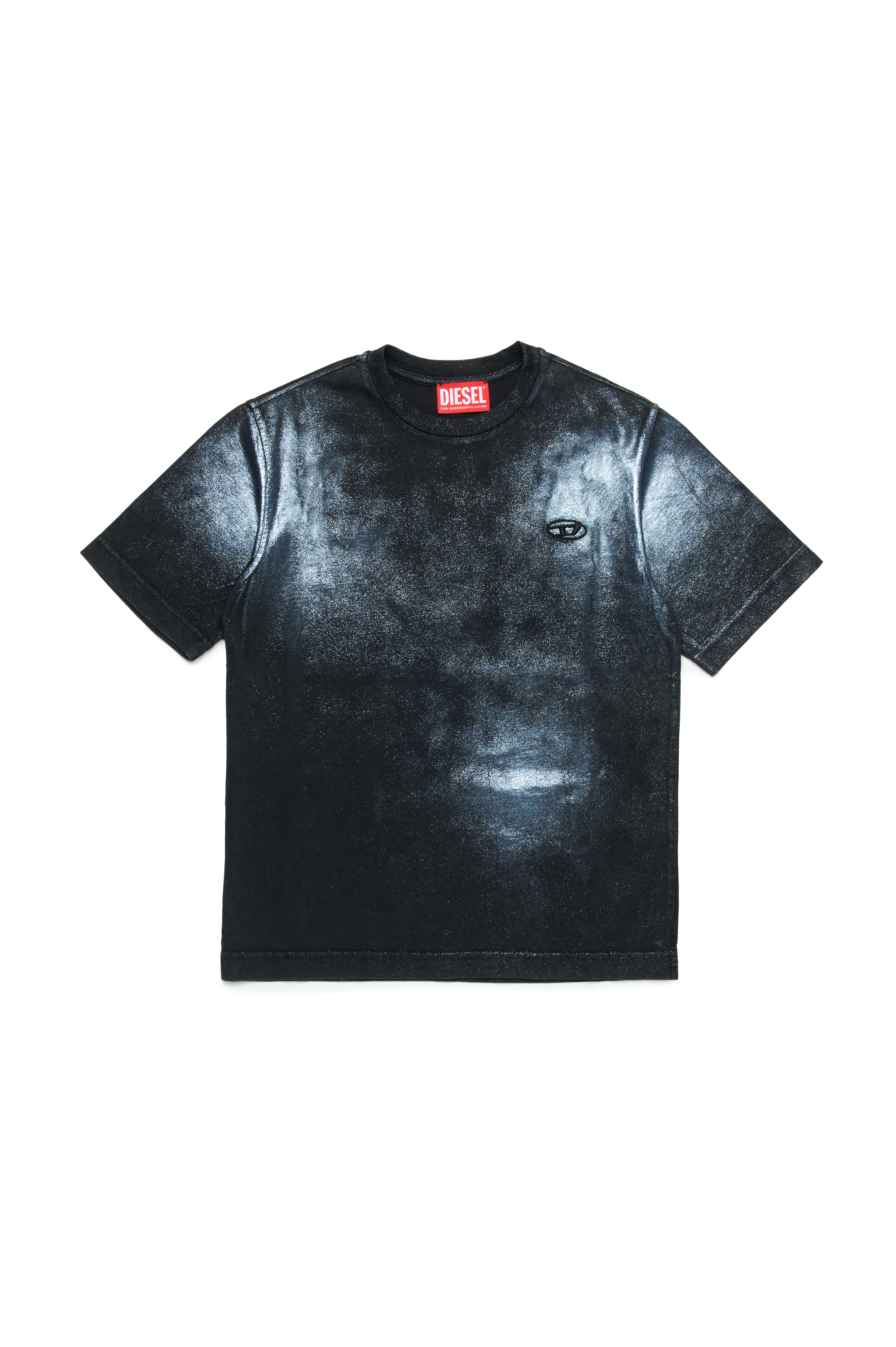 Diesel - TBUXT OVER, T-shirt sbiadita con effetto metallizzato Unisex in Nero - 1