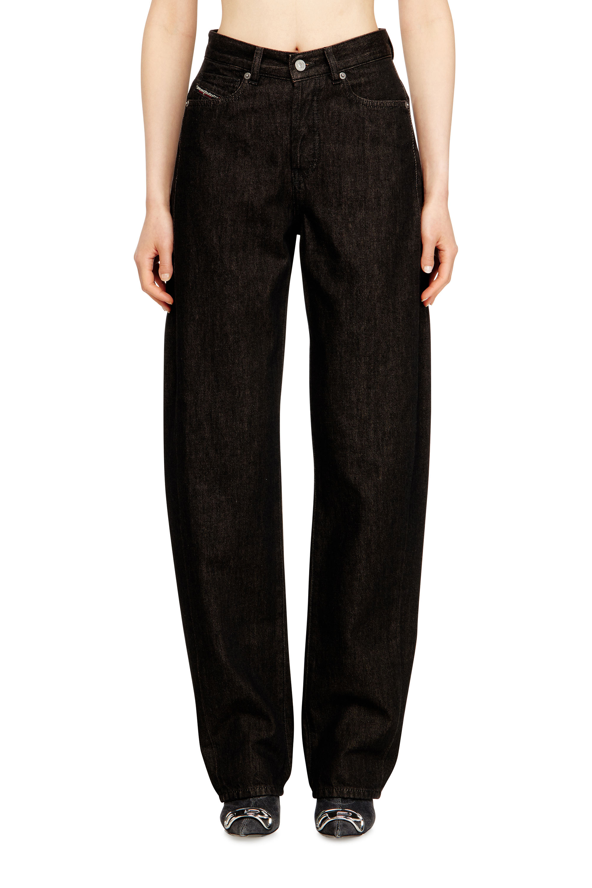 Diesel - Relaxed Jeans 1974 D-Ellz 09N25 Donna, Nero/Grigio scuro - Image 1