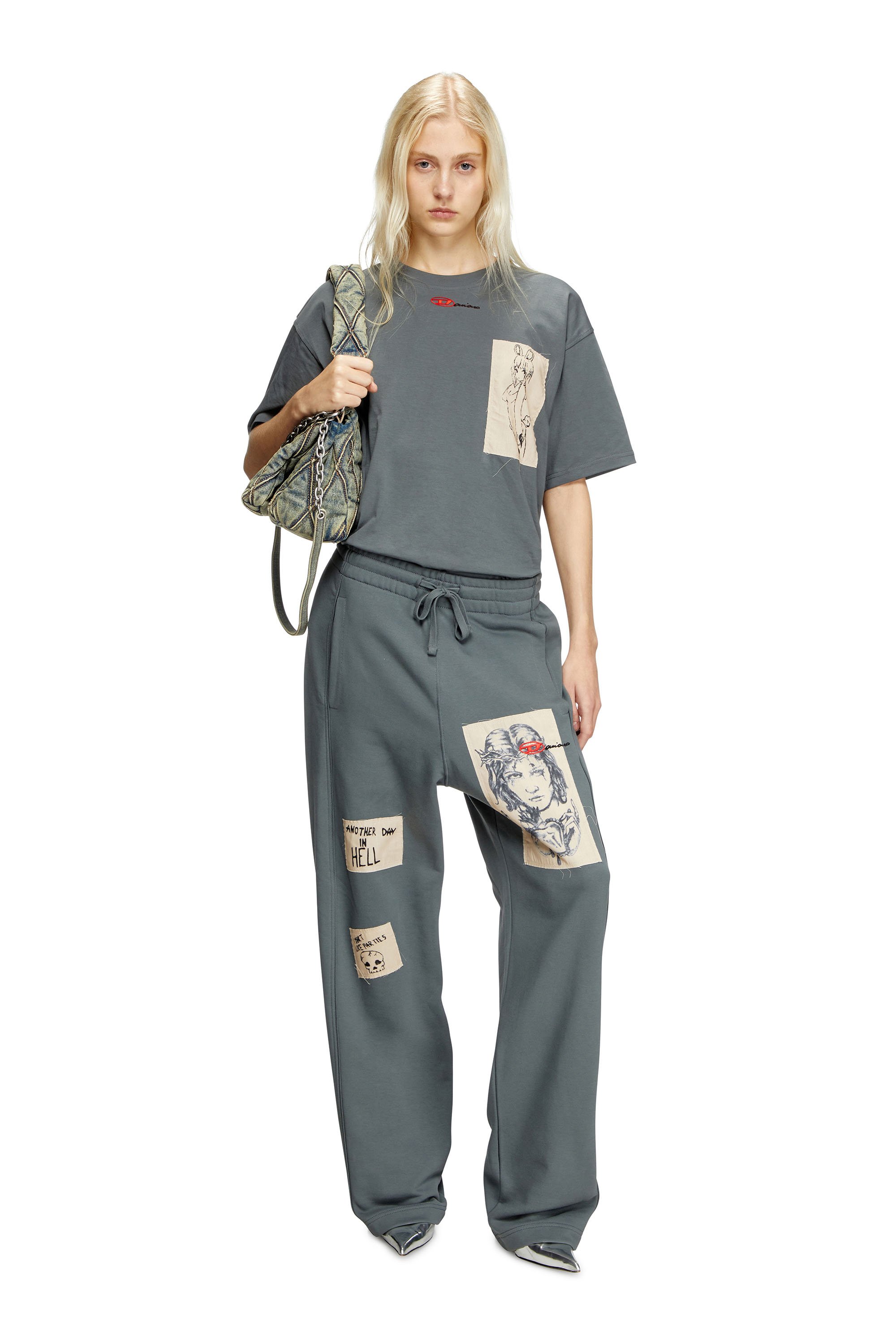 Diesel - P-MARTYANS-DD, Unisex's Track pants with tattoo patches in Grey - 7