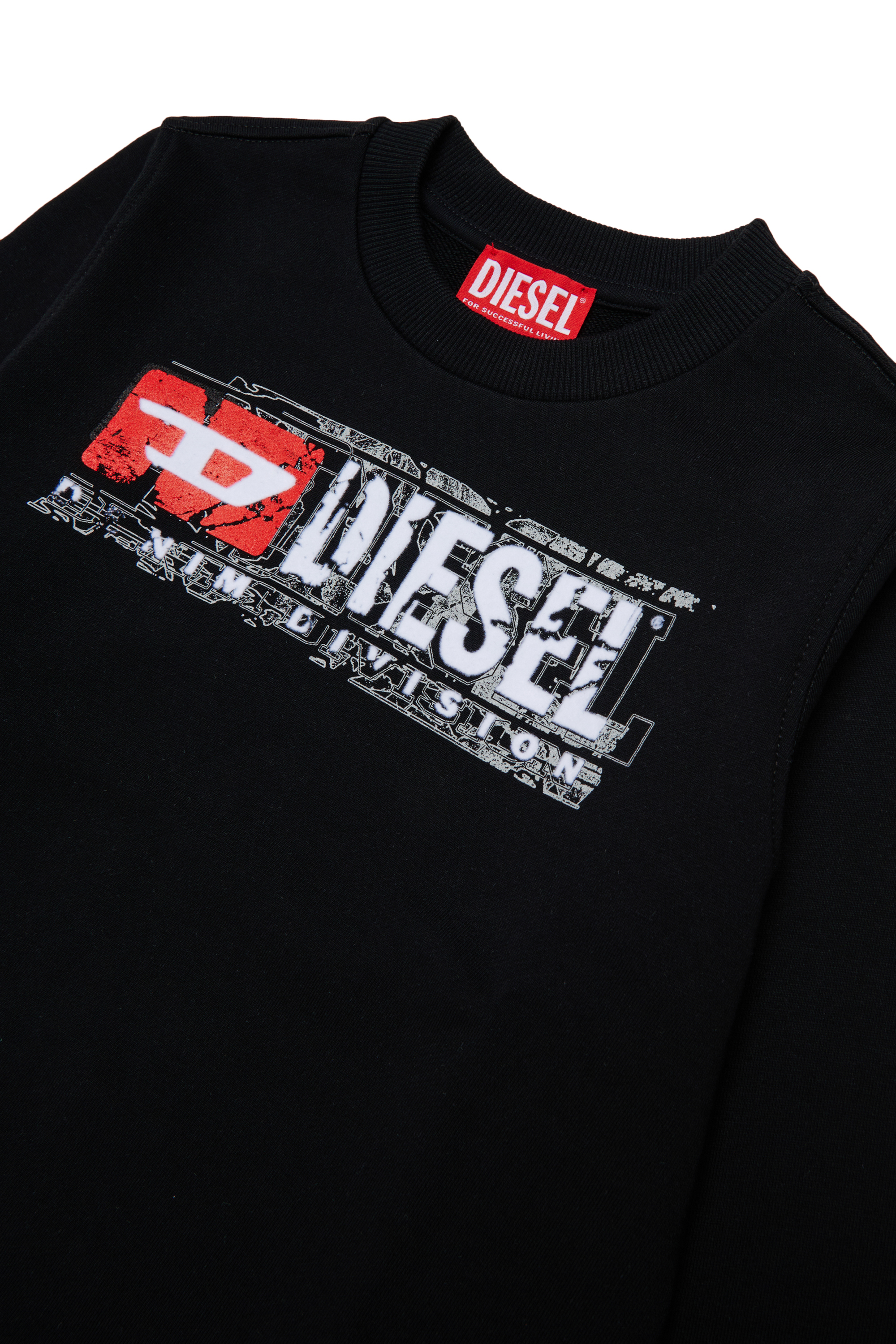 Diesel - SLOMIX, Felpa con logo effetto distressed Uomo in Nero - 3