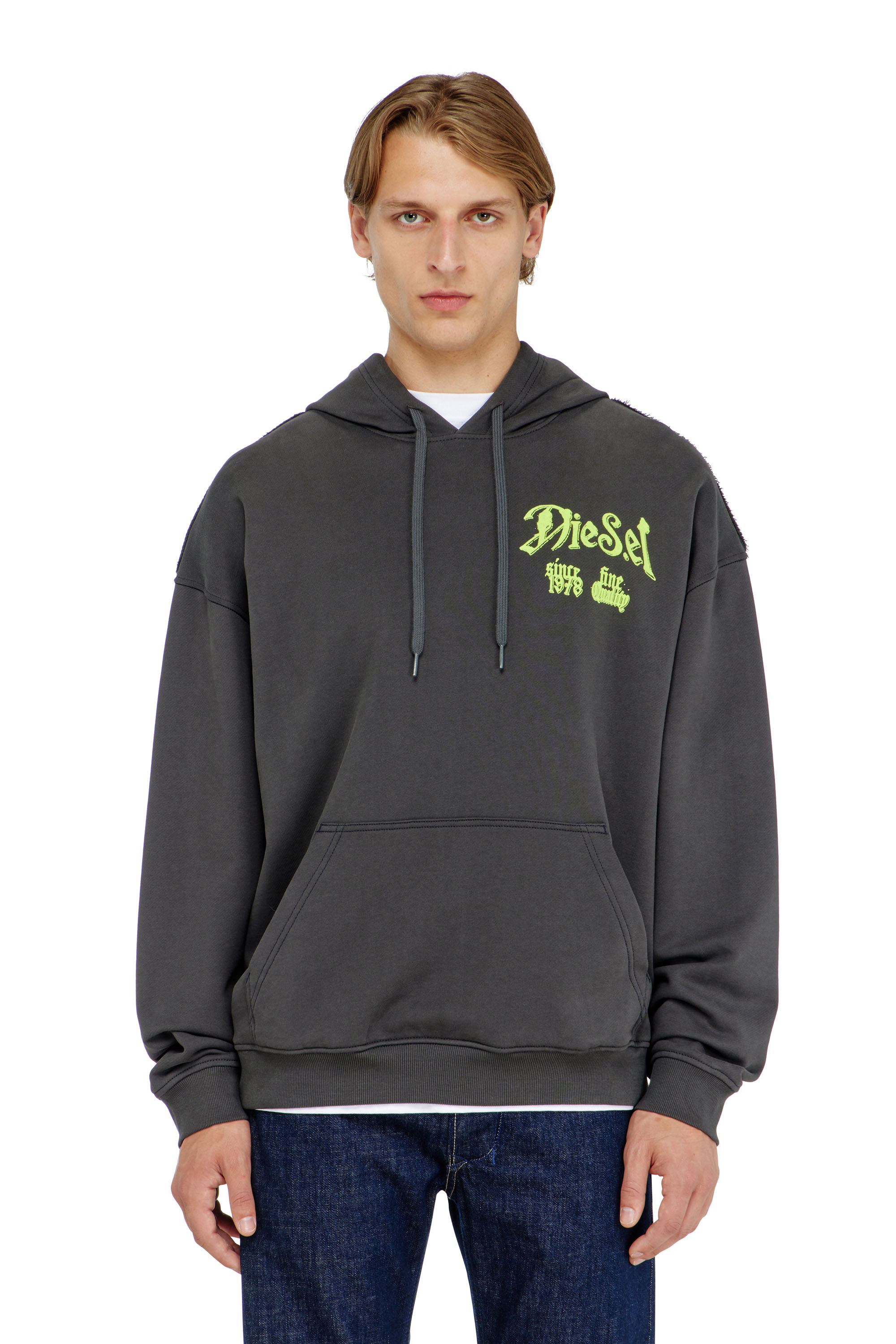 Diesel - S-BOXT-HOOD-AA2, Felpa in cotone con grafiche floccate Uomo in ToBeDefined - 3