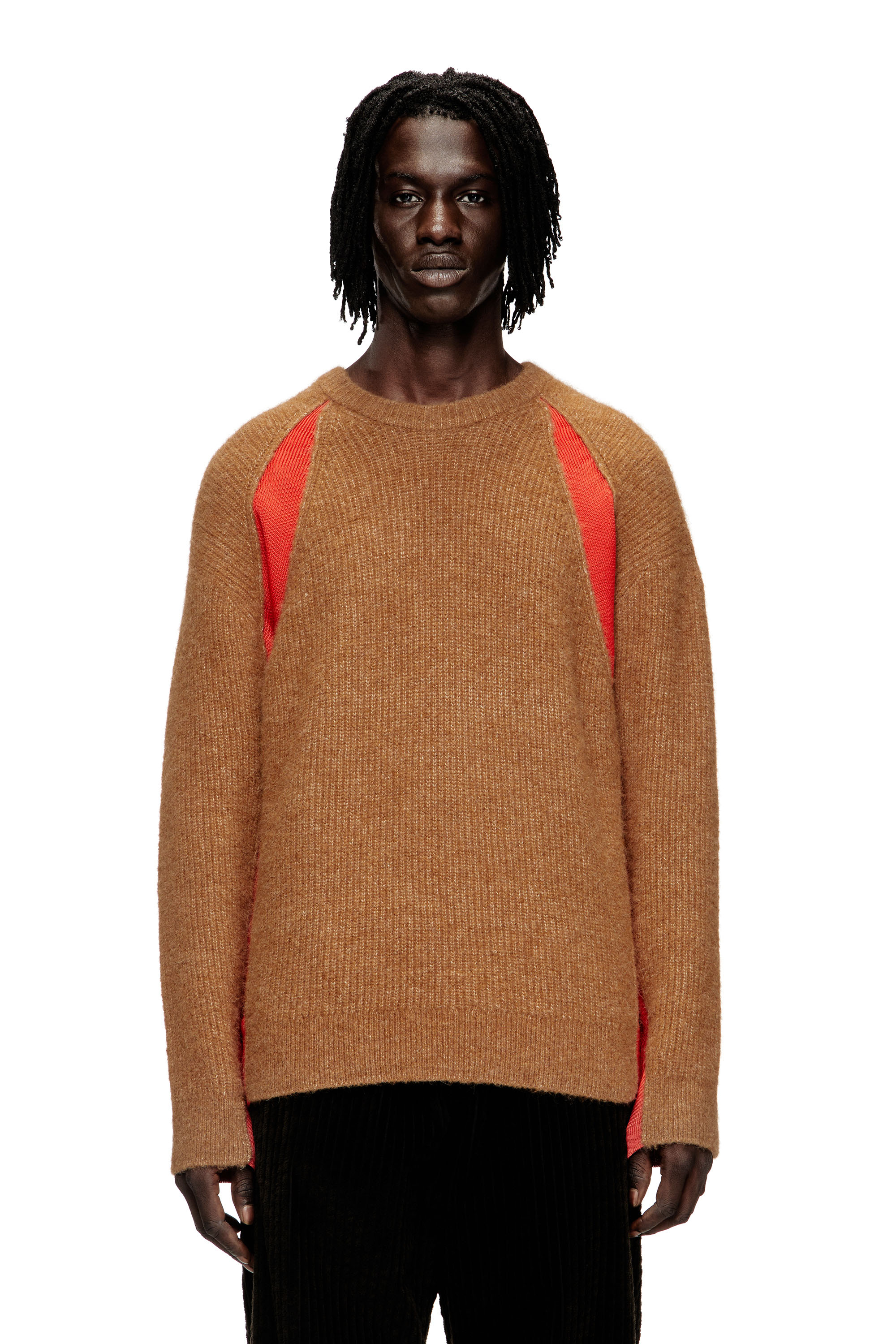 Diesel - K-LOLLO, Maglia misto alpaca con inserti a contrasto Uomo in Marrone - 1