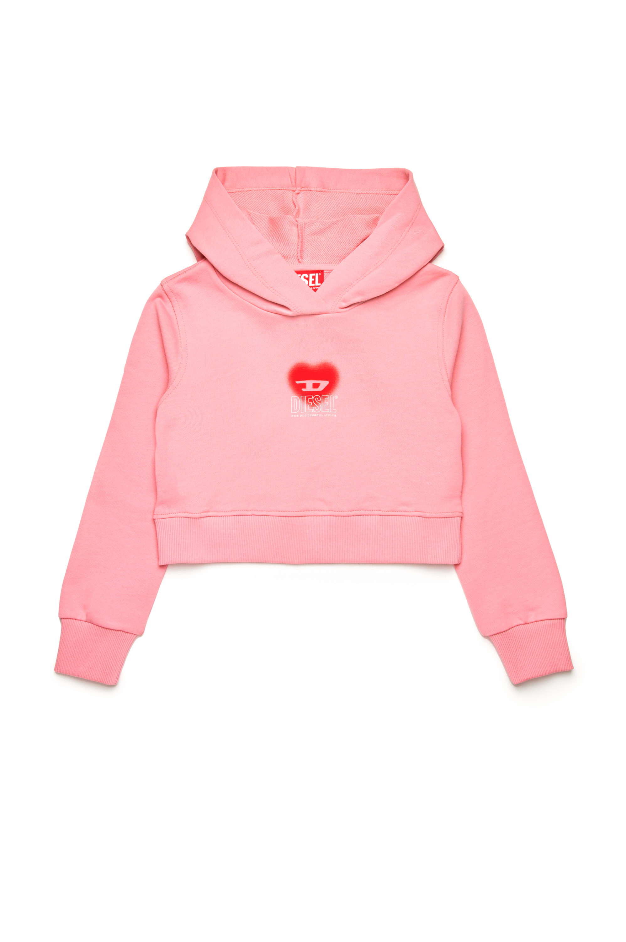 Diesel - SCUOREHOOD, Felpa cropped con cappuccio e logo a cuore Donna in Rosa - 1