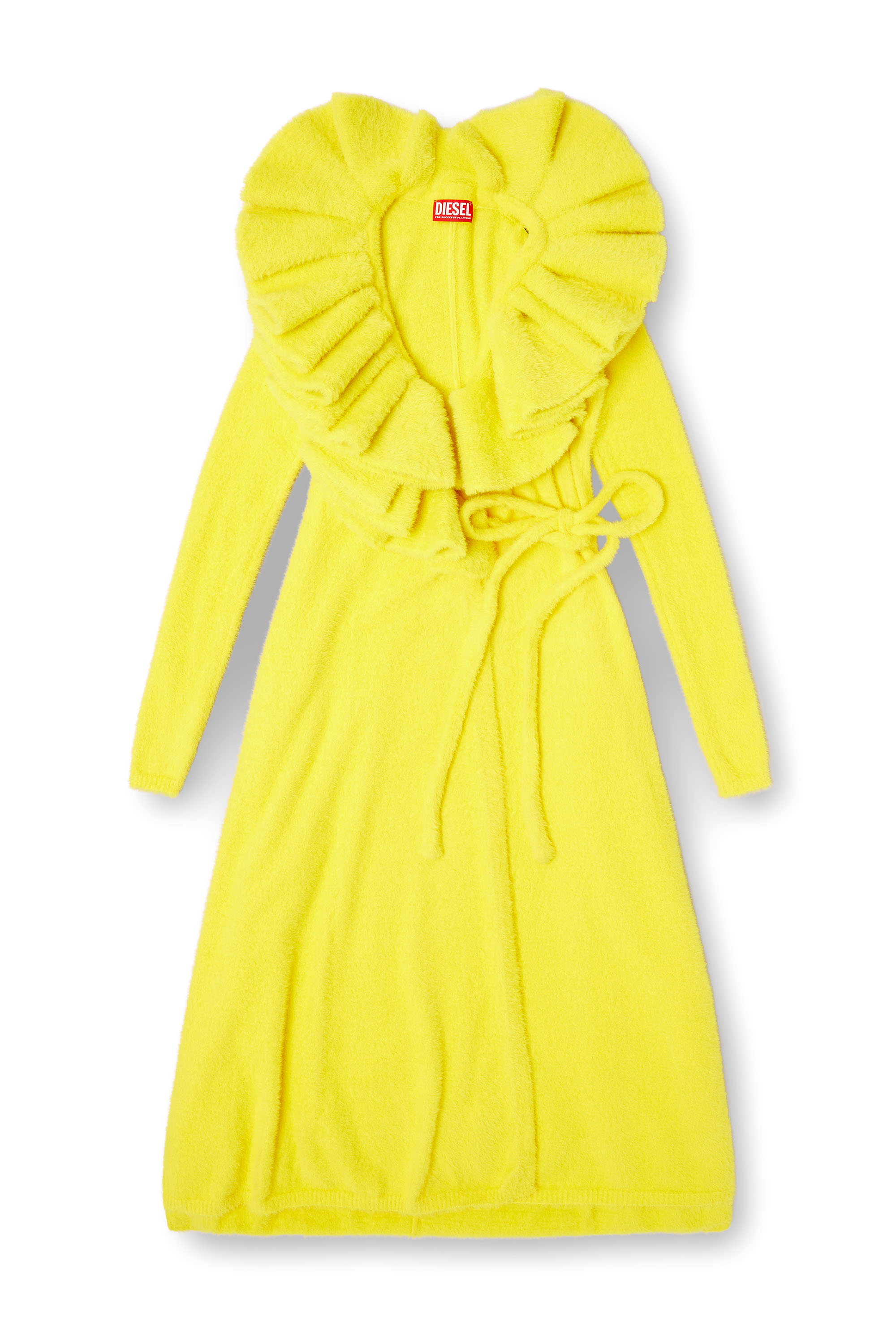 Diesel - M-INGELINA, Abito midi dalla texture fluffy Donna in Giallo - 3