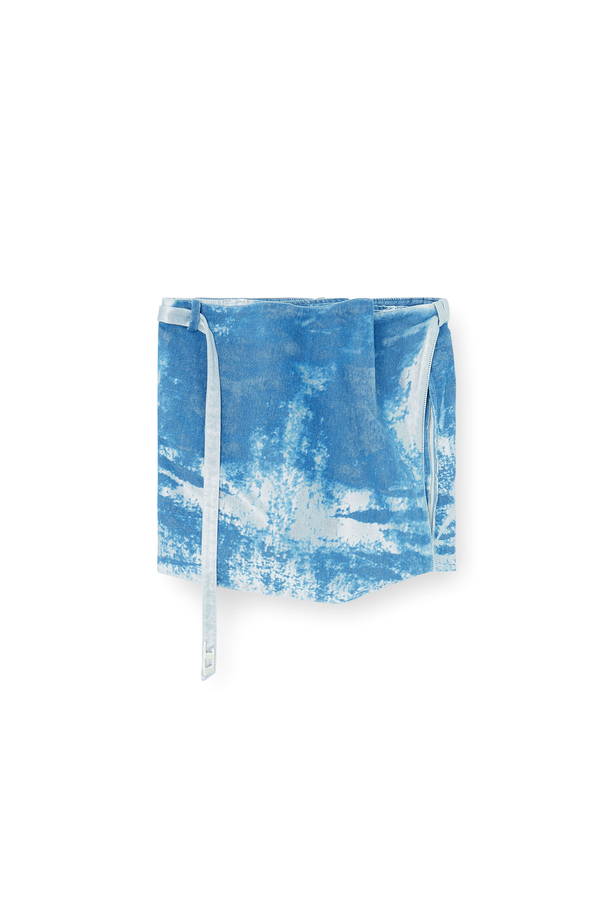 Diesel - DE-SANDIE-FSI, Top smanicato in satin denim colorato Donna in Blu - 3