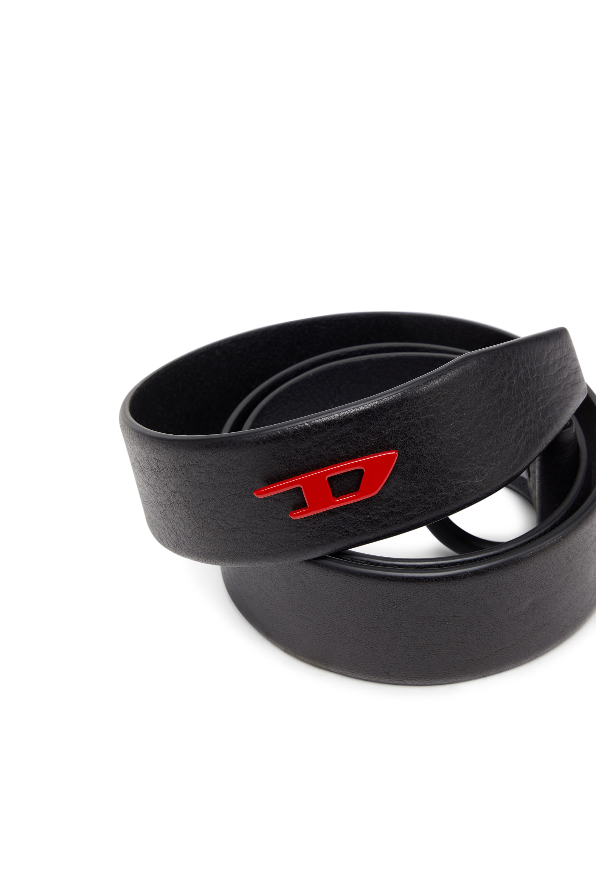 Diesel - B-D STUD 40, Man D-ring belt in leather in Black - Image 3