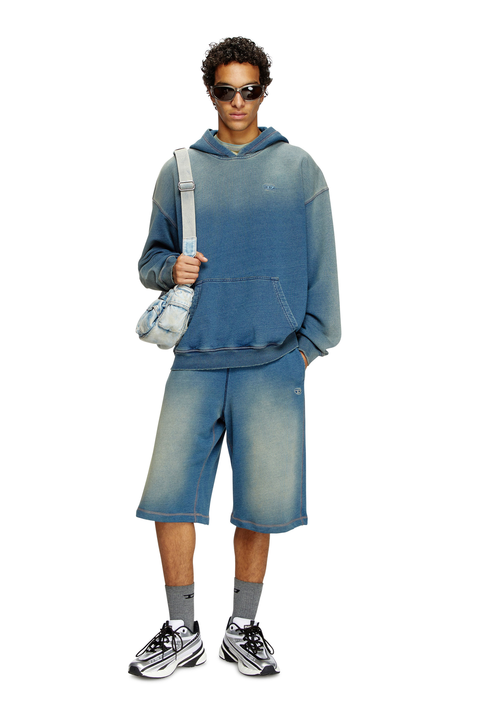 Diesel - S-BOXT-HOOD-R6, Hoodie sfumato con ricamo logo Uomo in Blu - 2