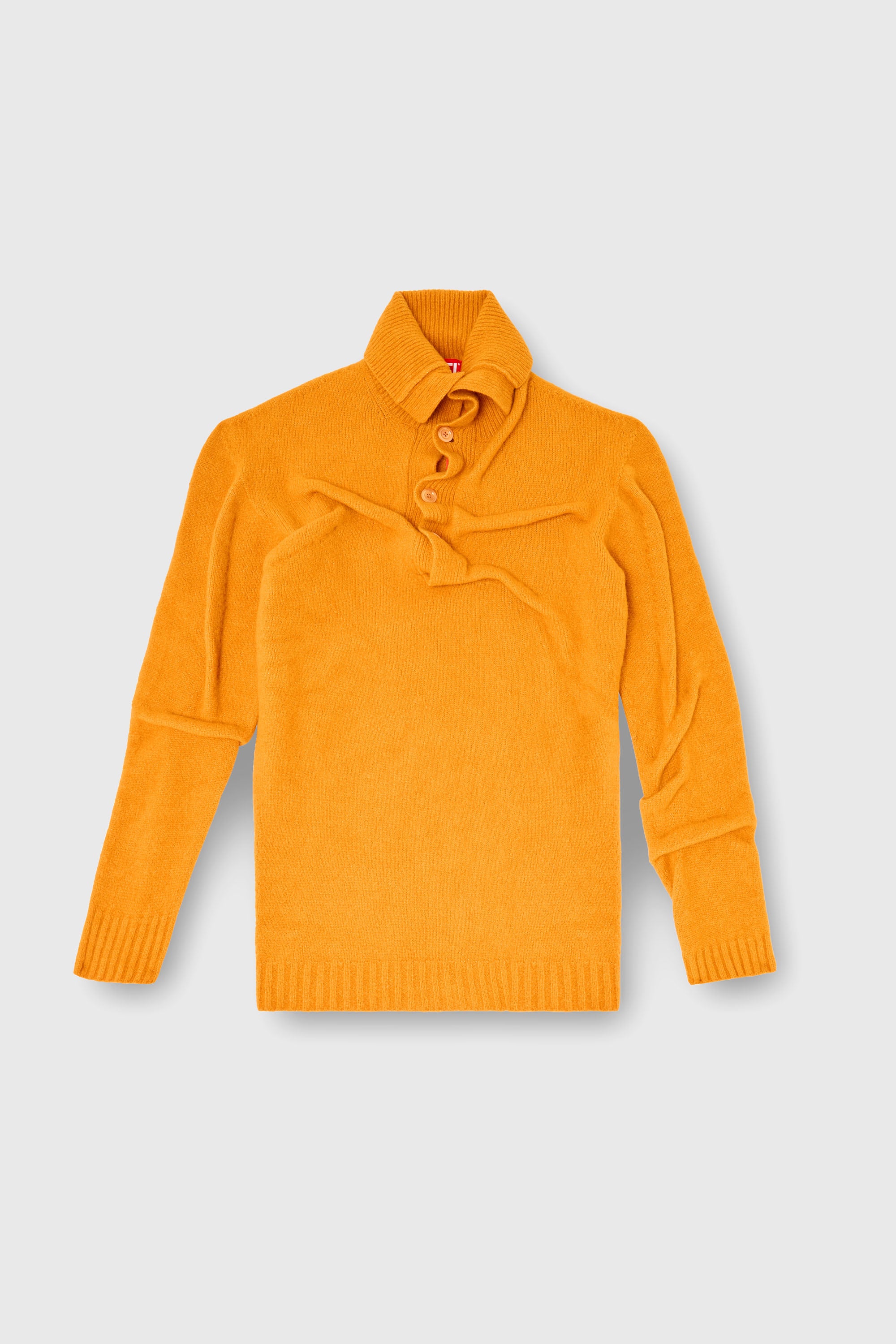 Diesel - K-ANDREW, Maglione con bottoni al collo in maglia cotta effetto stropicciato Uomo in Arancione - 2