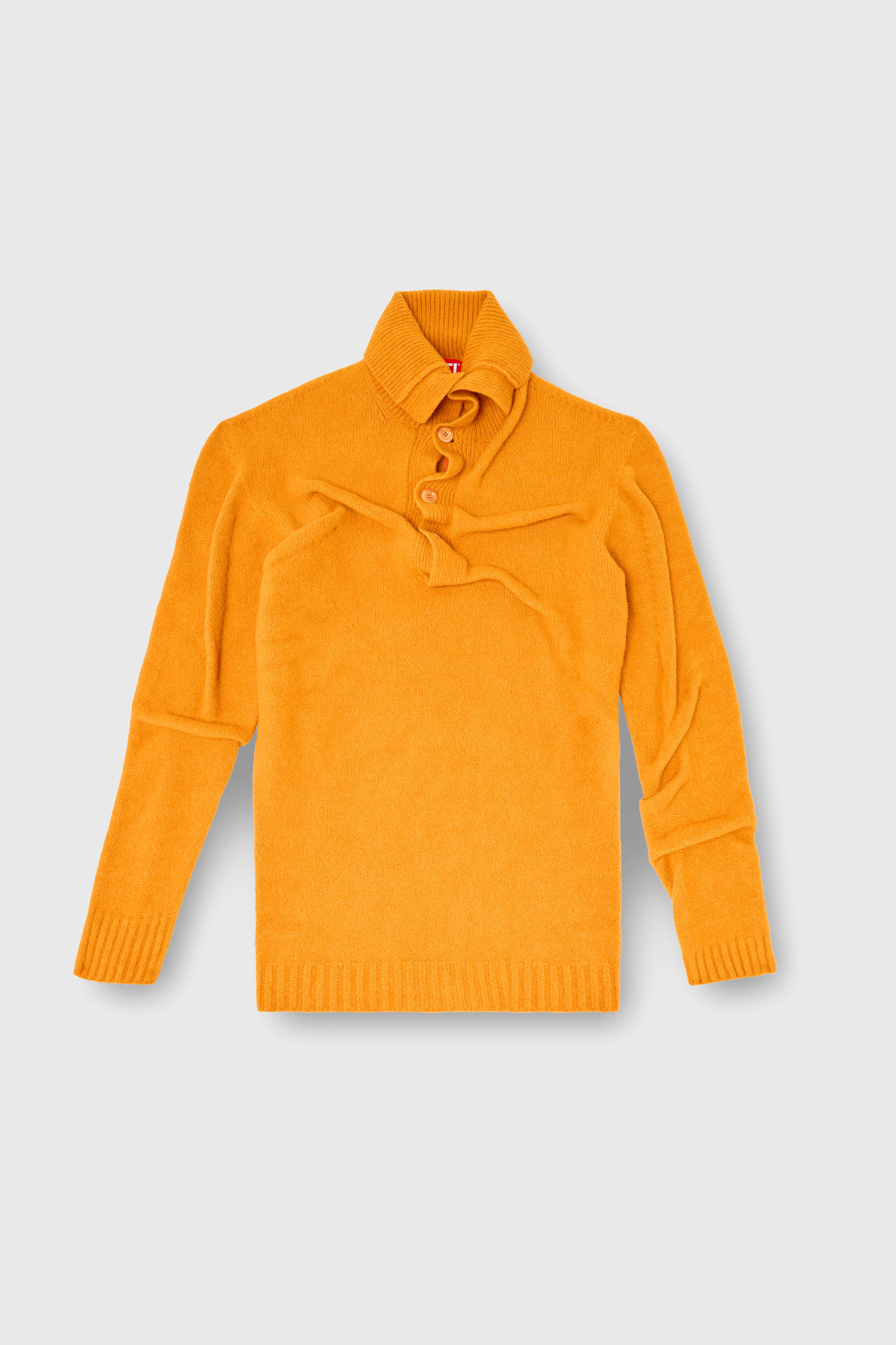 Diesel - K-ANDREW, Maglione con bottoni al collo in maglia cotta effetto stropicciato Uomo in Arancione - 2