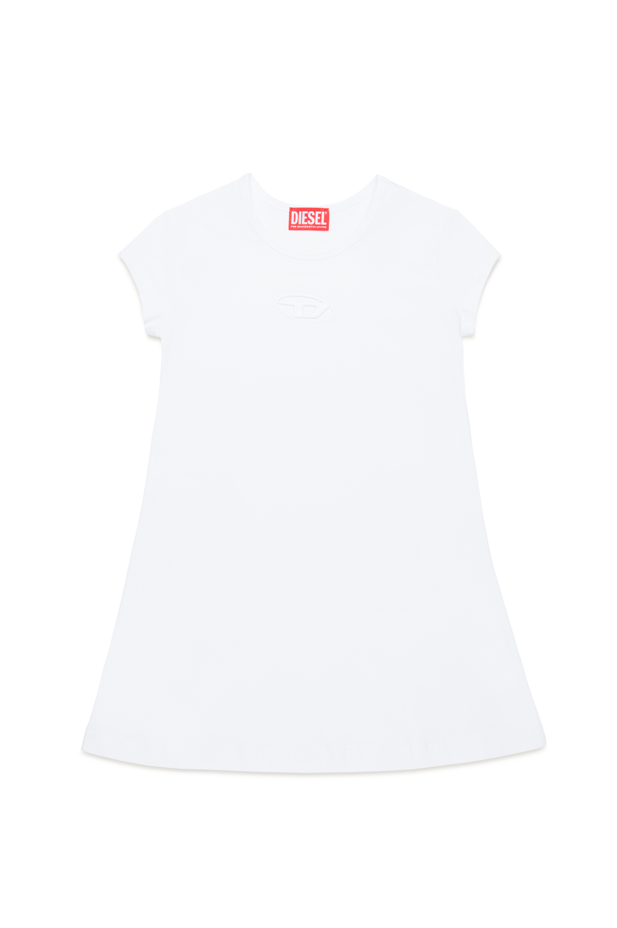 Diesel - DANGIELAM, Abito a T-shirt con cut-out e logo Oval D Donna in Bianco - 1