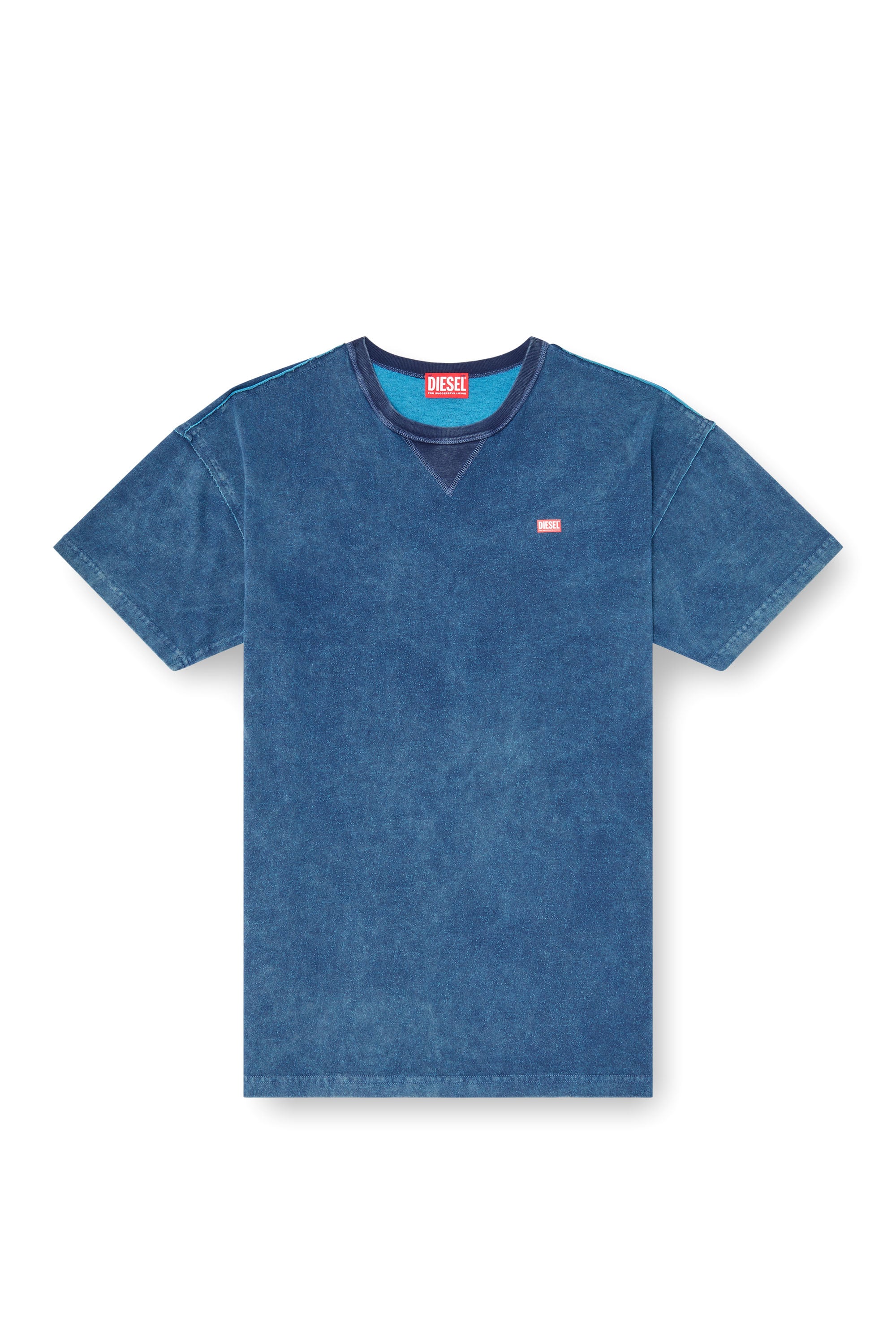 Diesel - T-NORM-RAW, T-shirt acid wash con dettagli sfrangiati Uomo in Blu - 3