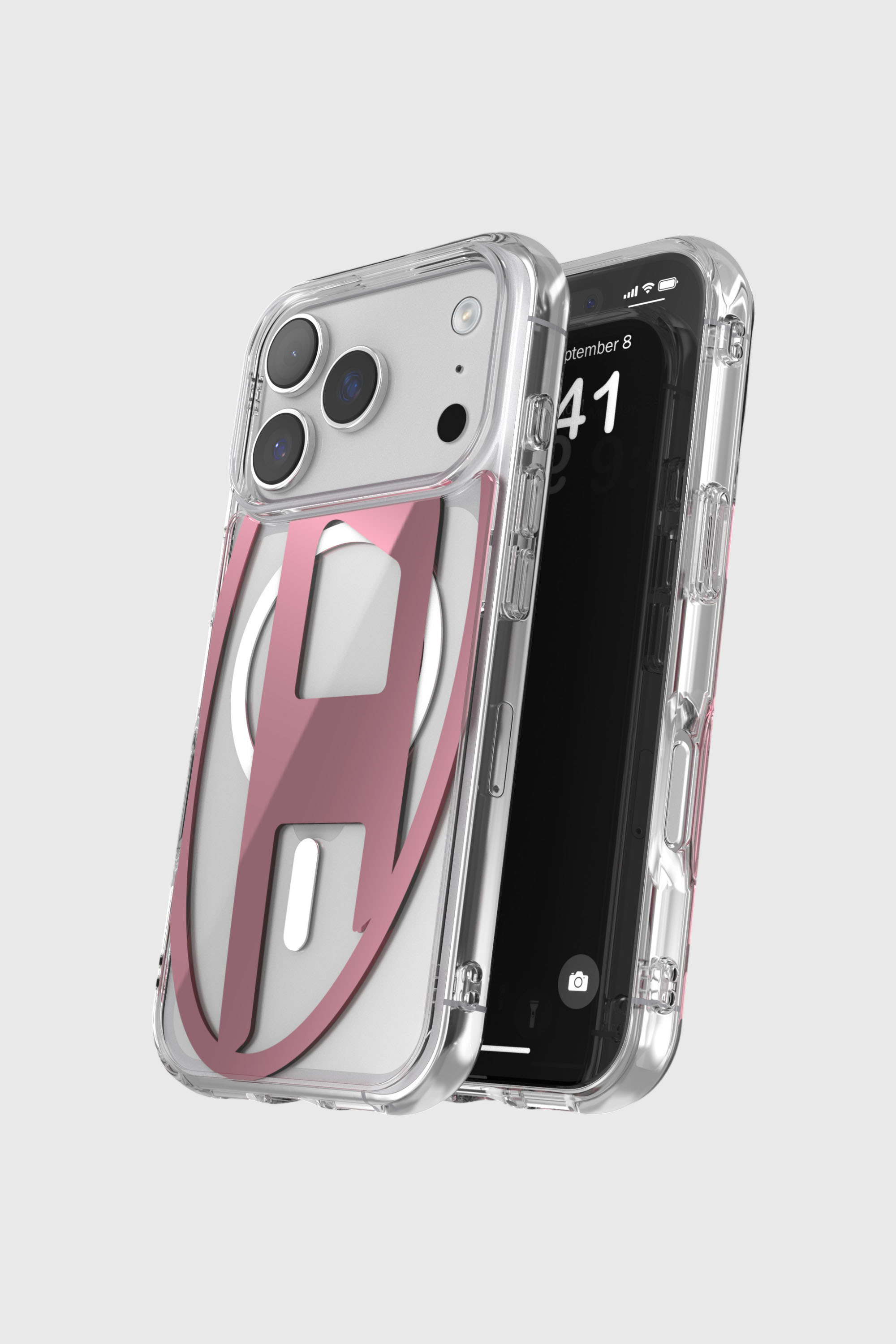 Diesel - 60421 AOP CASE, Custodia metallica Oval D con Magsafe per iPhone 17 Pro Unisex in Rosa - 4