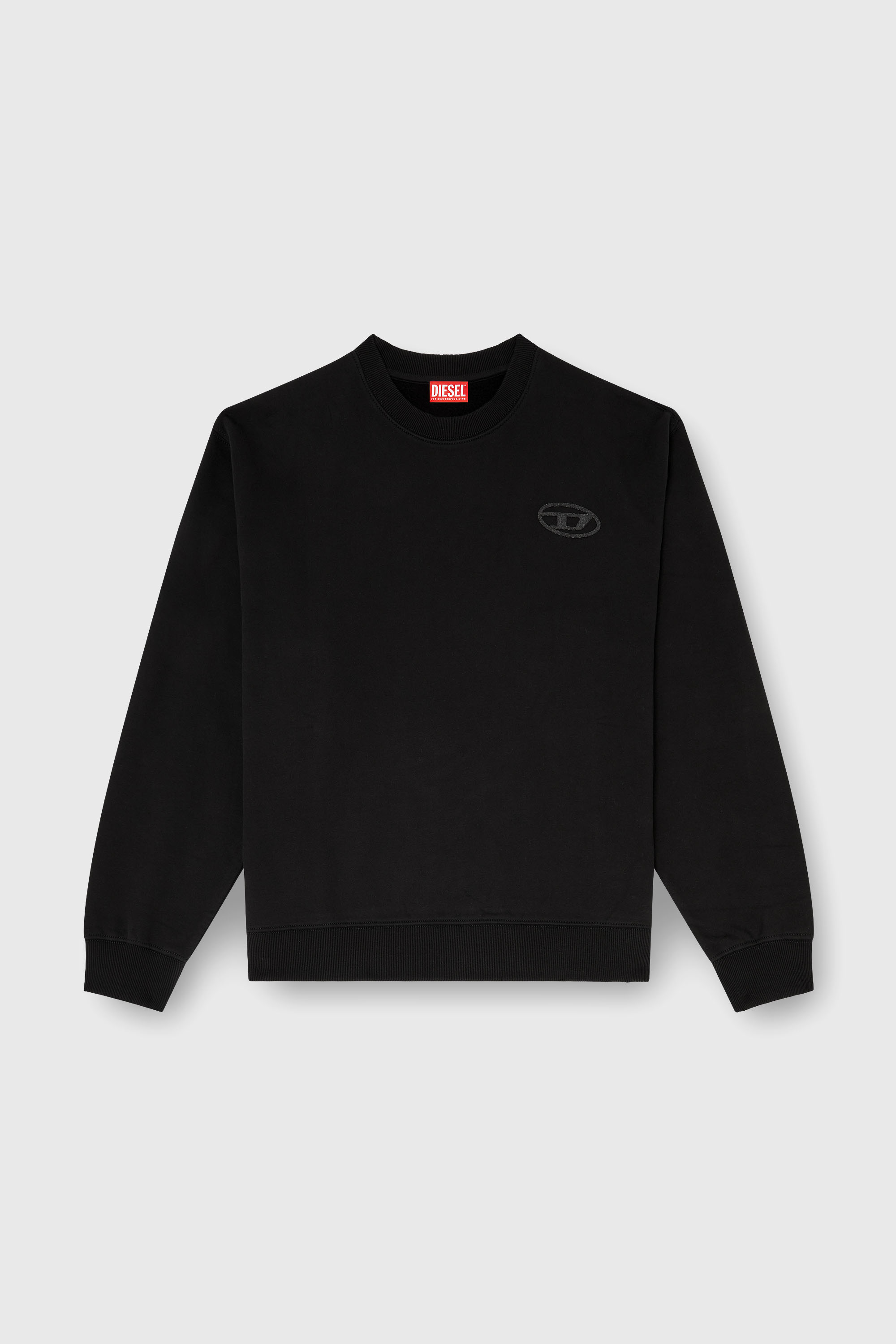 Diesel - S-LUK-R-T92, Maglia in cotone con ricamo Oval D tono su tono Uomo in Nero - 2