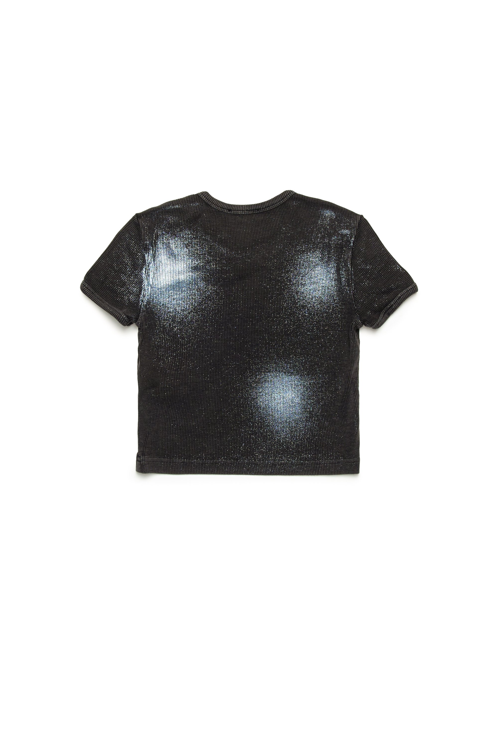 Diesel - TELEN1, T-shirt sbiadita a costine effetto metallizzato Donna in Nero - 2