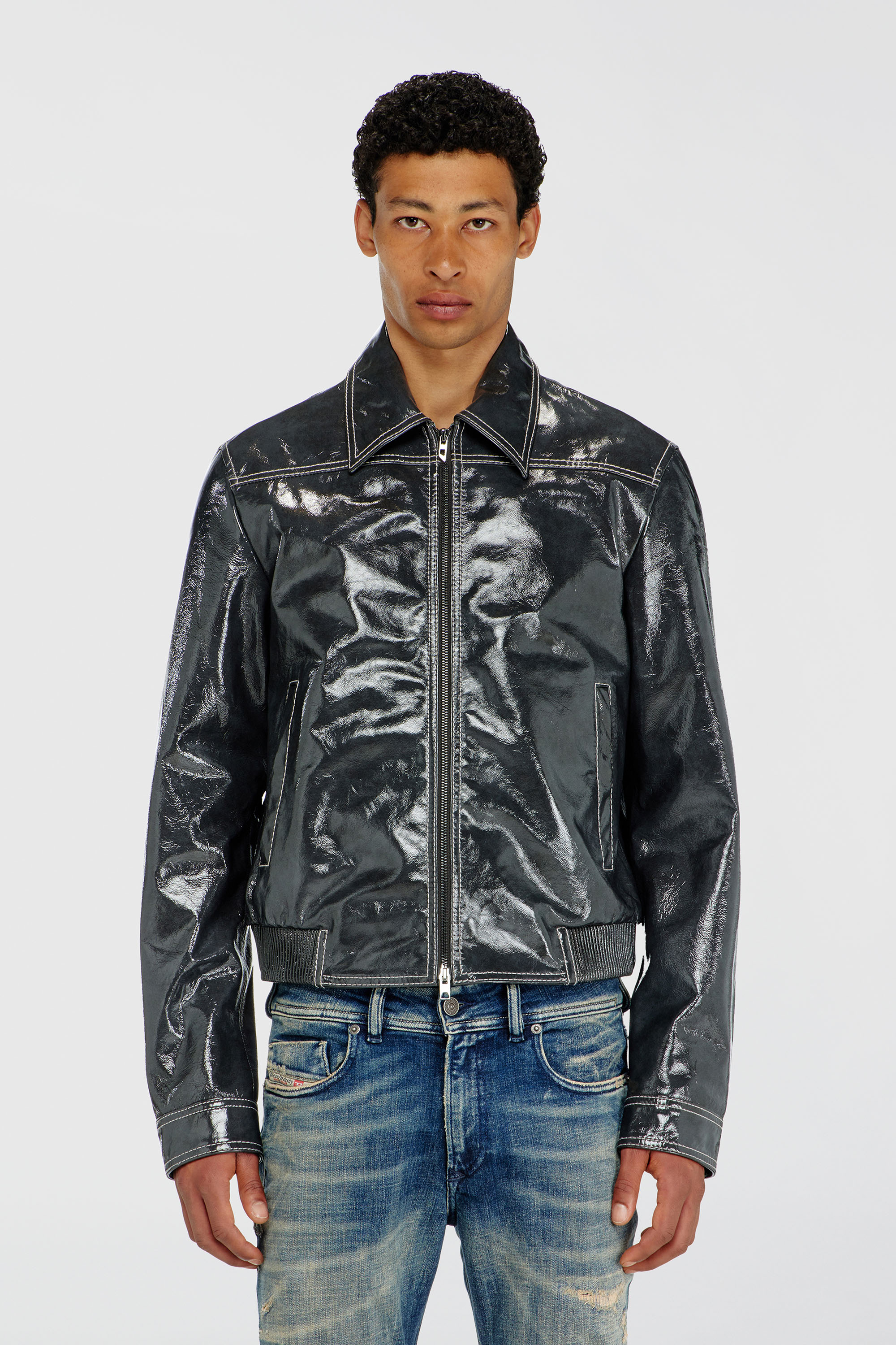 Diesel - L-ADDI, Giacca in vernice Uomo in Grigio - 1