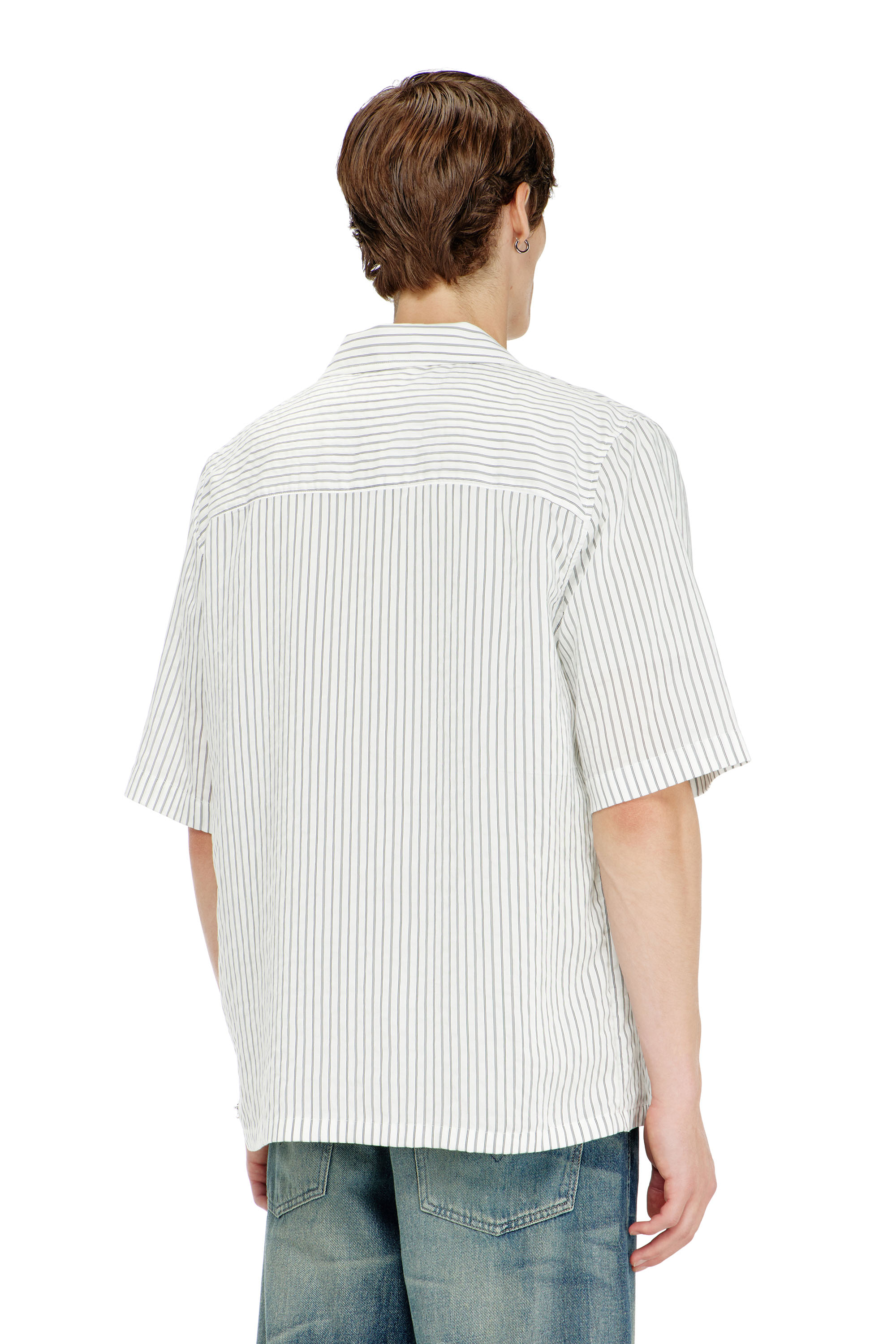 Diesel - S-MAC-EFBV, Camicia a manica corta in modal a righe sottili Uomo in Multicolor - 4