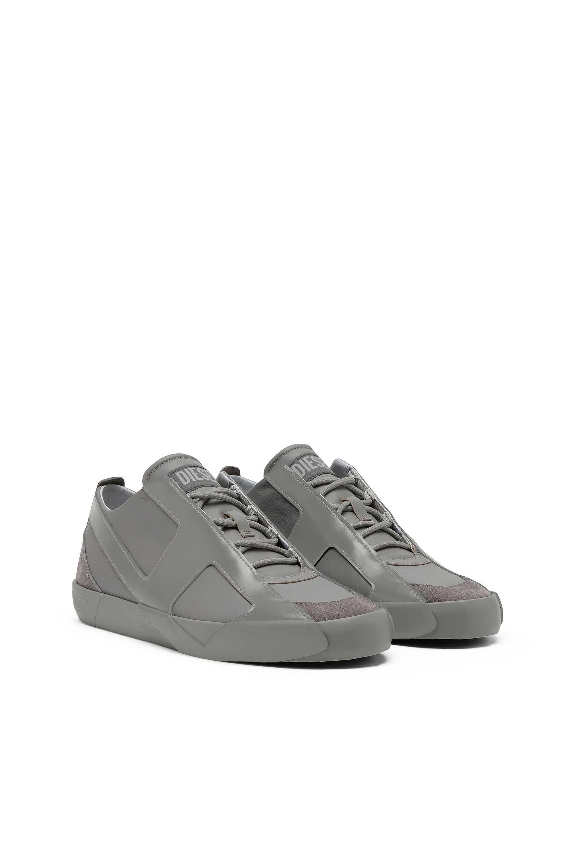 Diesel - S-SLANTE-D LOW, S-Slante-D-Sneakers in pelle e suede con logo D Uomo in Grigio - 2