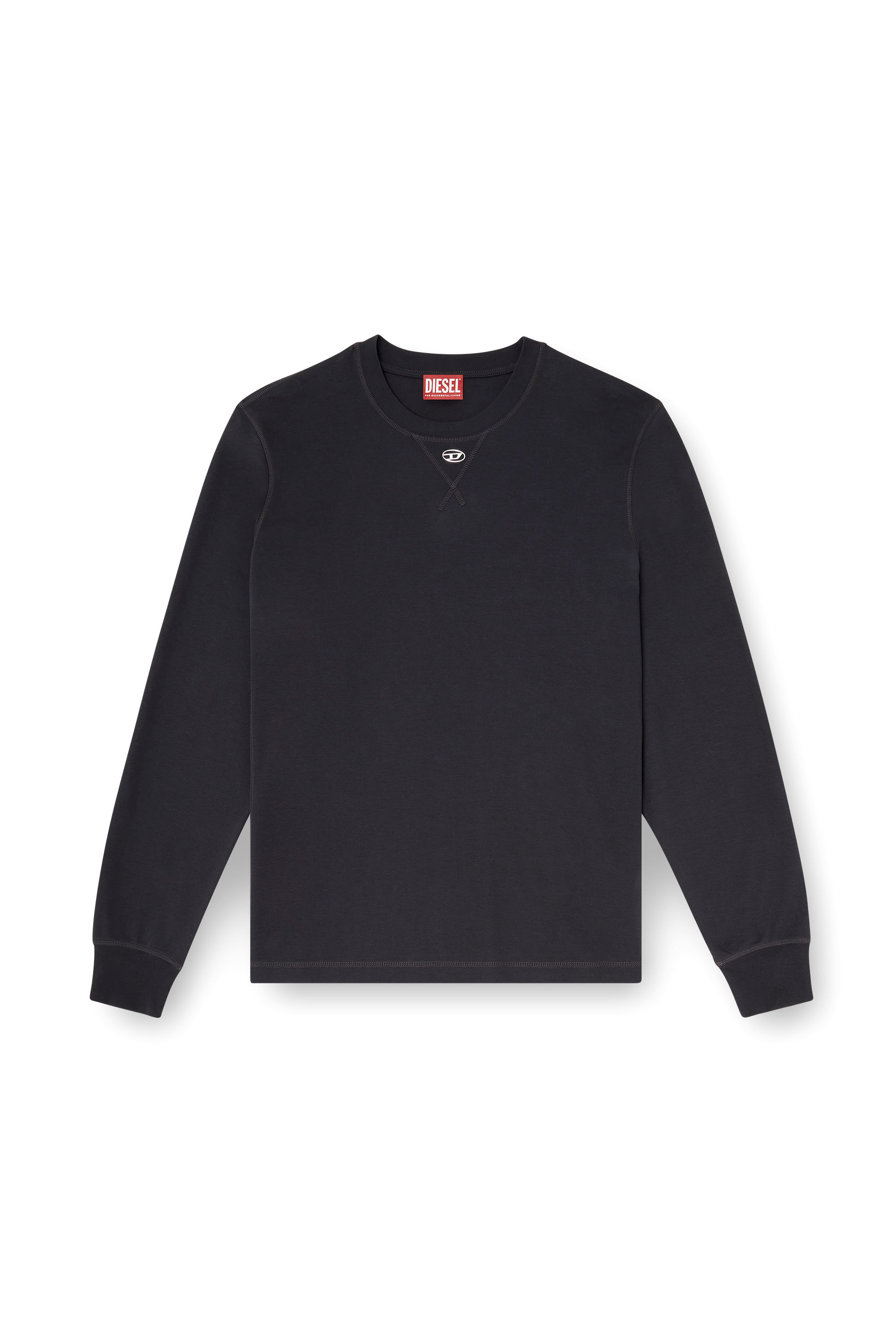 Diesel - T-MADJUST-LS-TR, Maglietta a maniche lunghe in cotone con Oval D Uomo in Grigio - 3