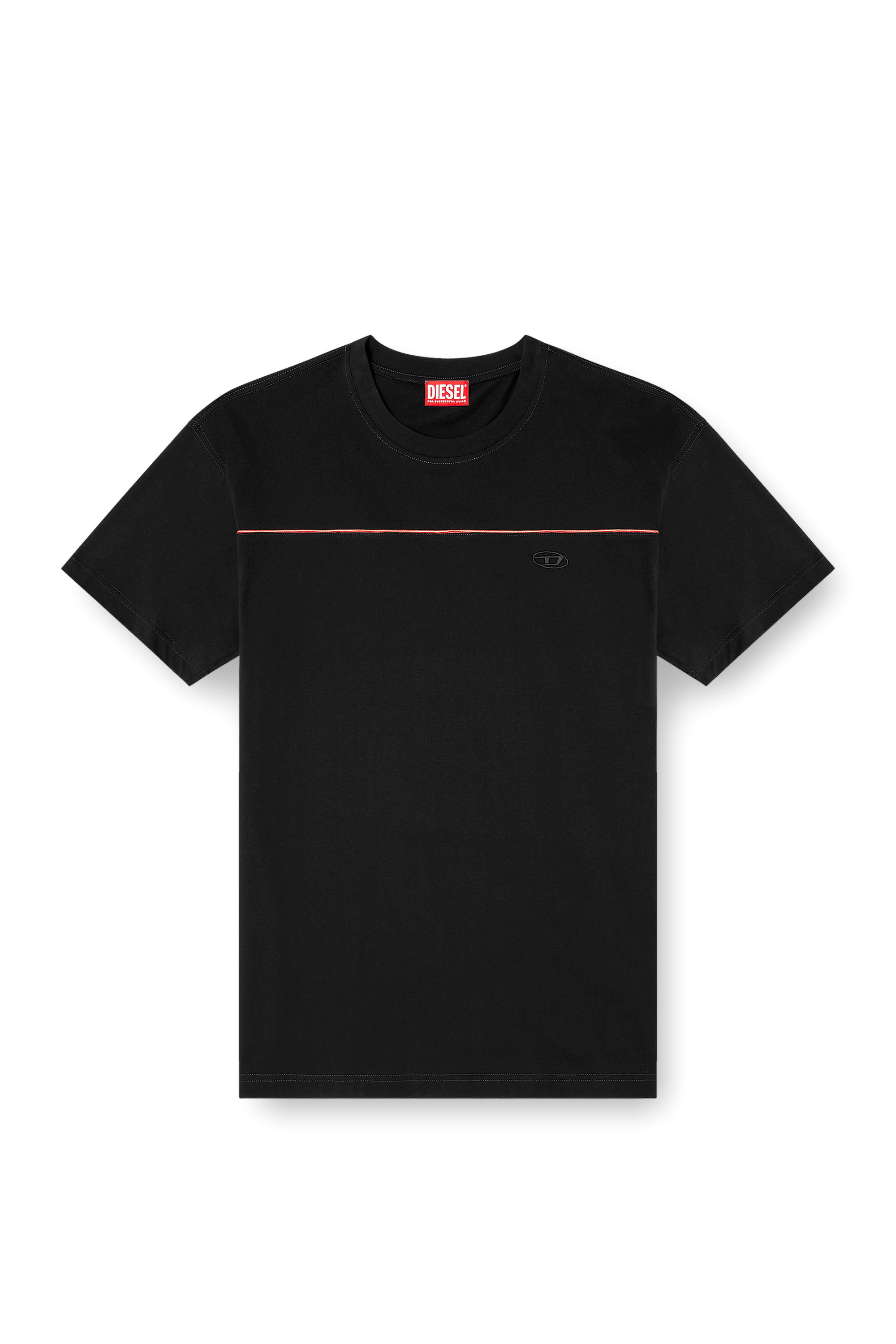 Diesel - T-NORM-PIPING, T-shirt con profili a contrasto Uomo in Nero - 3
