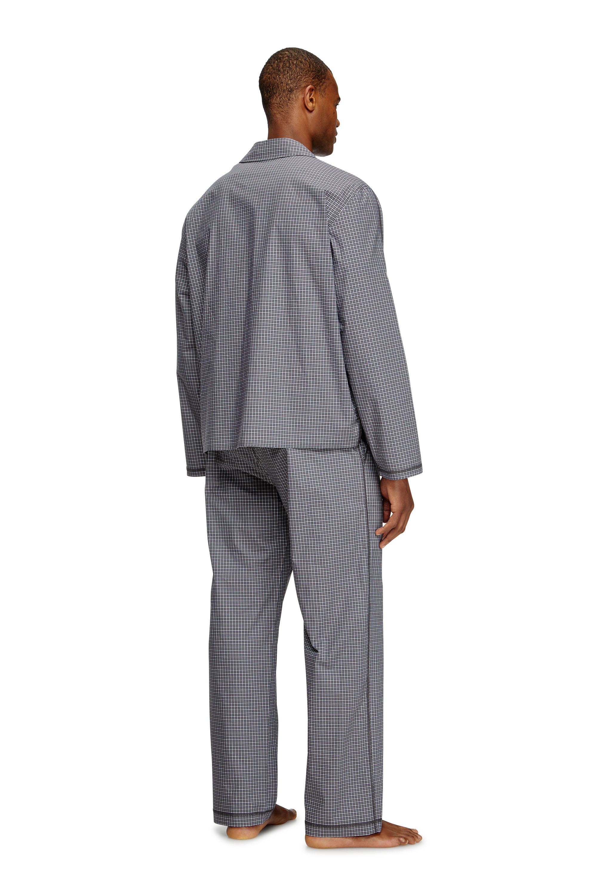 Diesel - SET-PAUL-D-CORE, Pigiama in cotone a quadretti Uomo in Grigio - 3