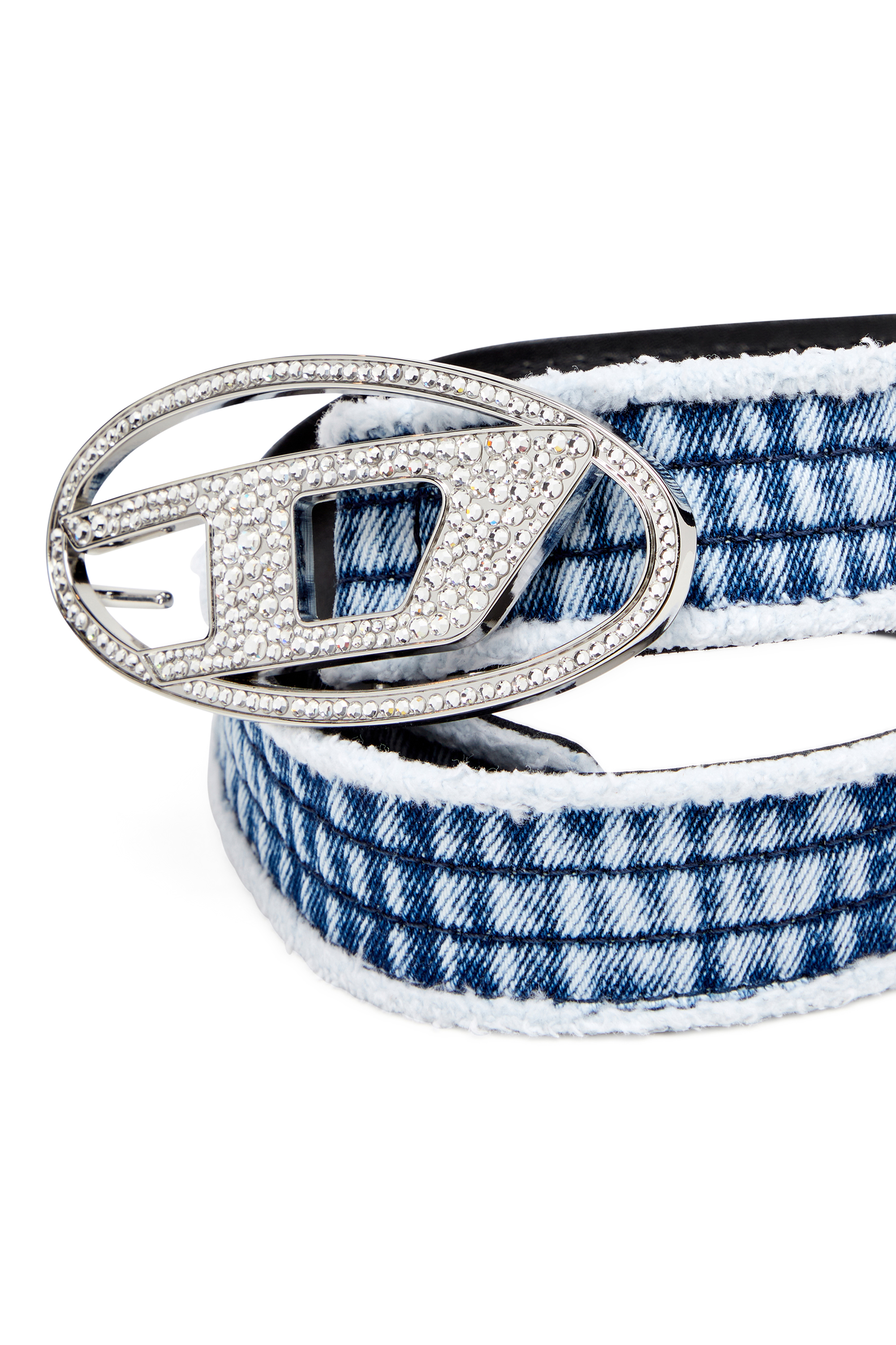 Diesel - B-1DR STRASS, Cintura 3.9 cm in denim pelle con fibbia gioiello Donna in Blu - 3