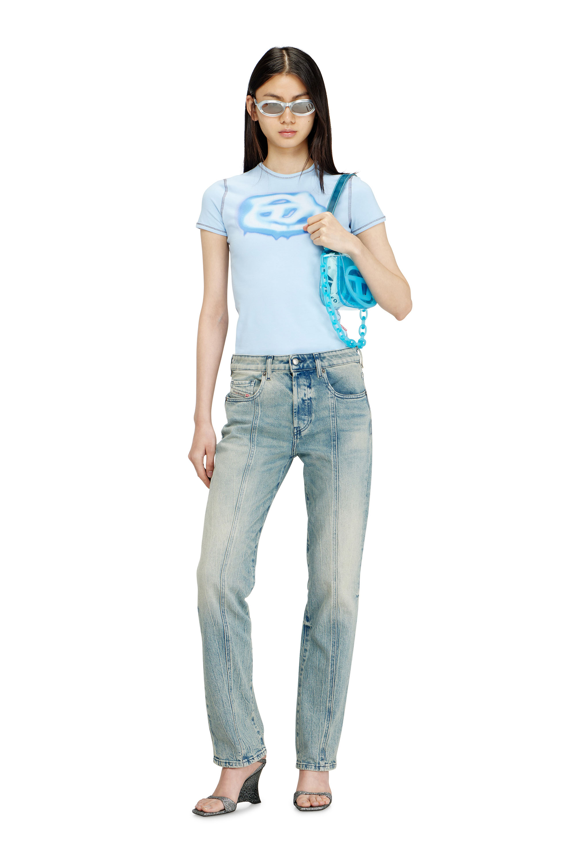 Diesel - 1DR, 1DR-Borsa a spalla iconica in TPU trasparente Donna in Blu - 7