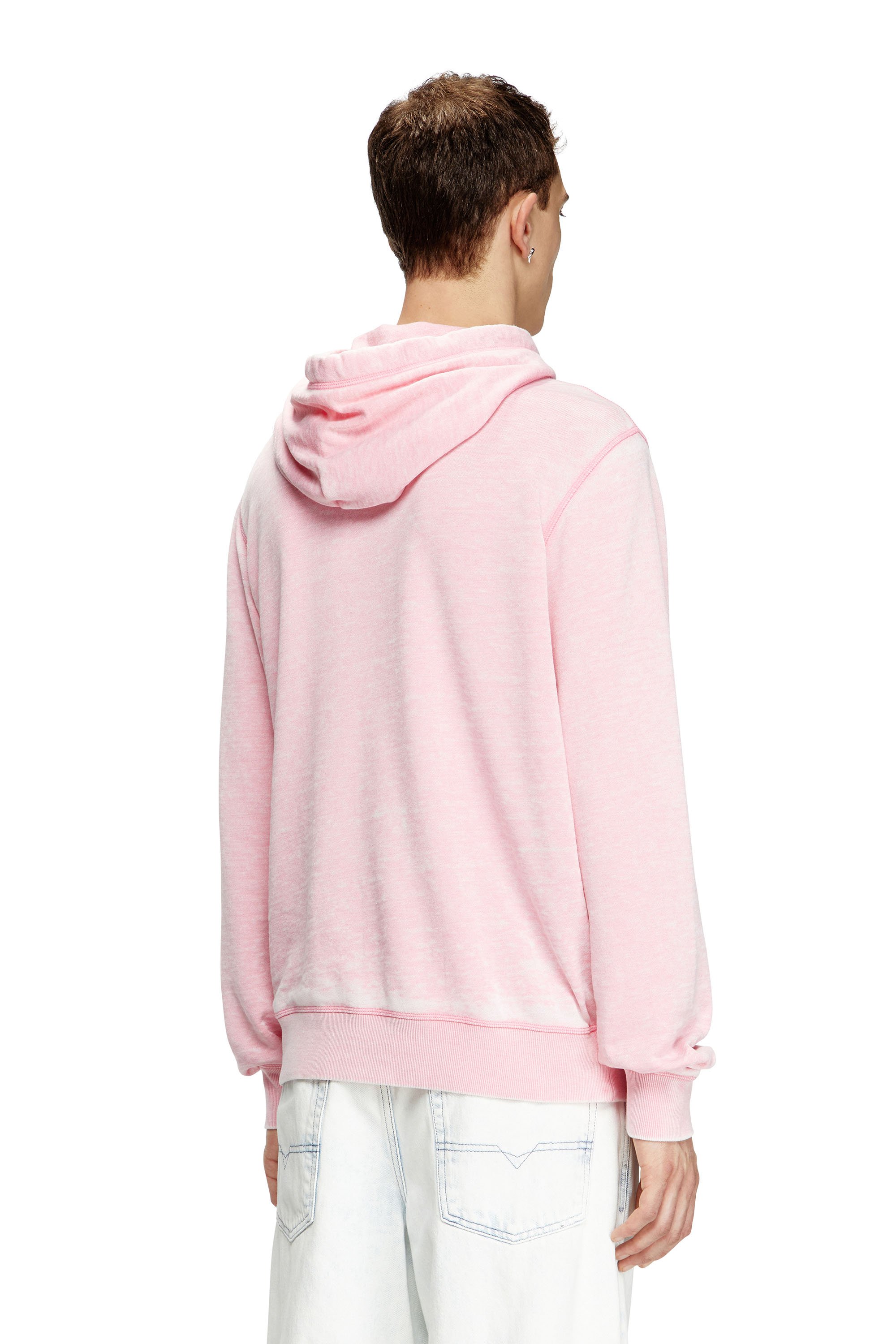 Diesel - S-GINN-HOOD-PAK, Hoodie con burnout e logo effetto cromato Uomo in Rosa - 4