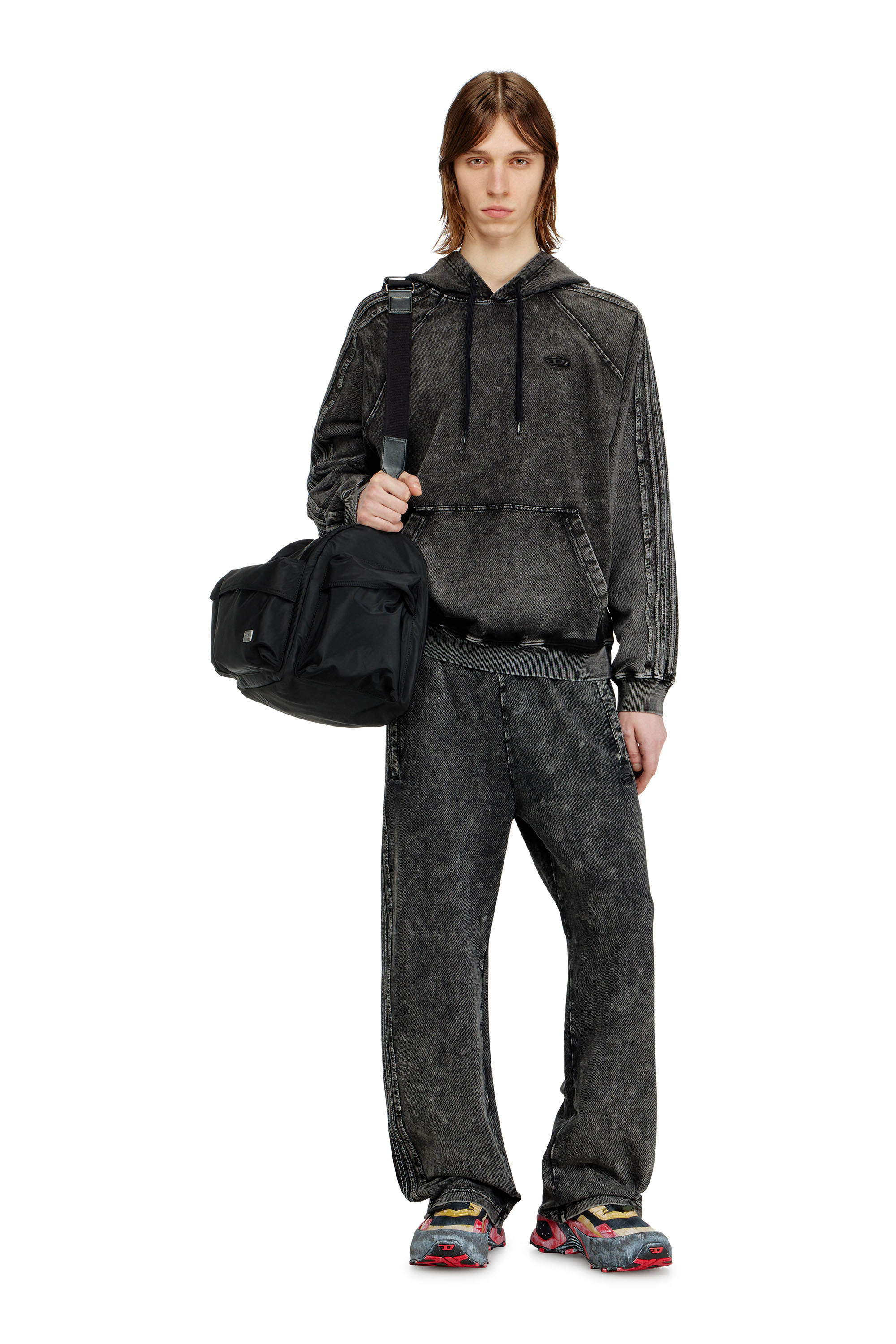 Diesel - S-ALTBOXT-HOOD, Felpa con cappuccio in cotone lavato con ricamo Oval D Uomo in ToBeDefined - 1