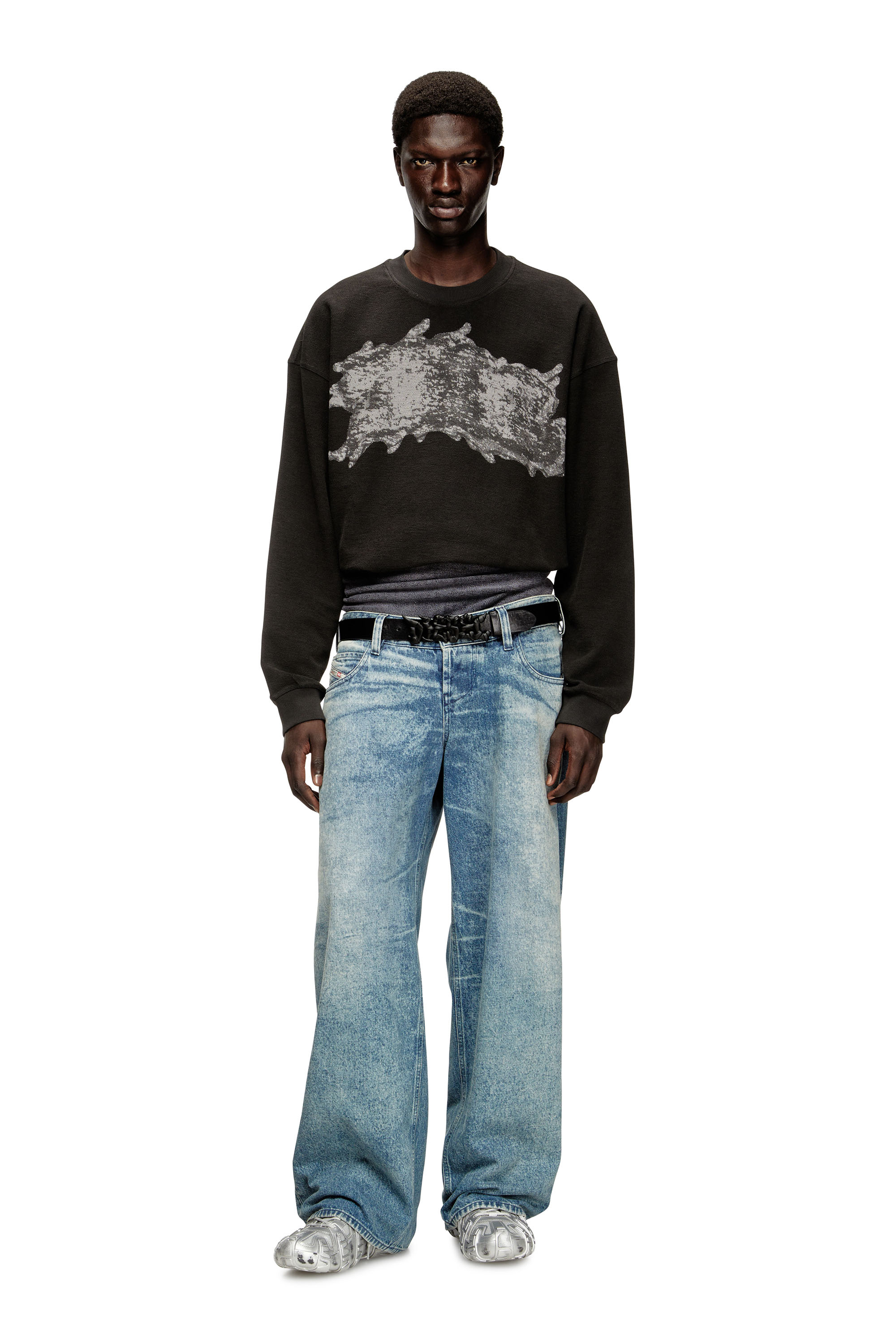 Diesel - S-VALENTIN-JMBV, Felpa con stampa graffiti Uomo in Grigio - 2