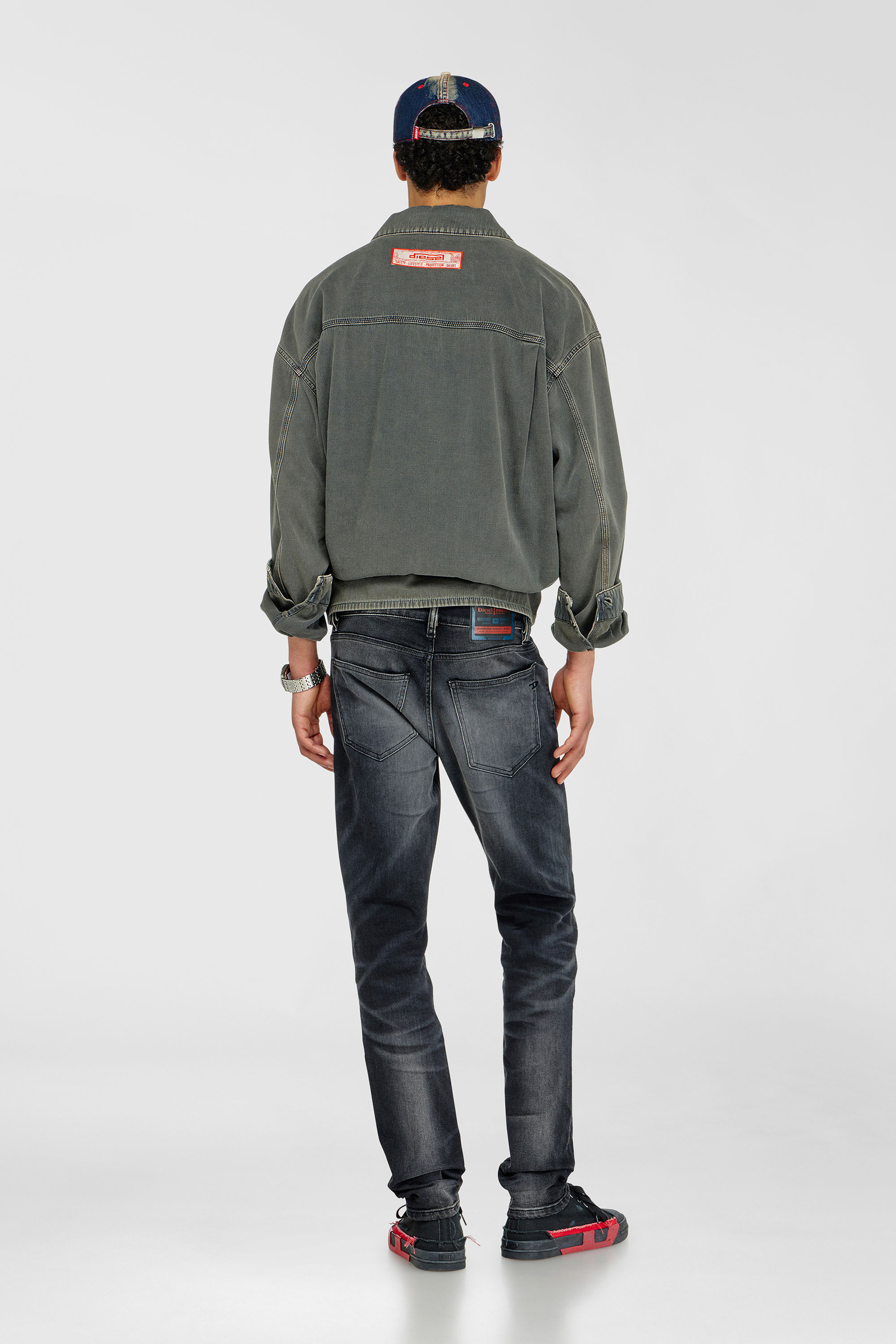 Diesel - Slim Jeans 2019 D-Strukt 09P38 Uomo, Nero/Grigio scuro - Image 3