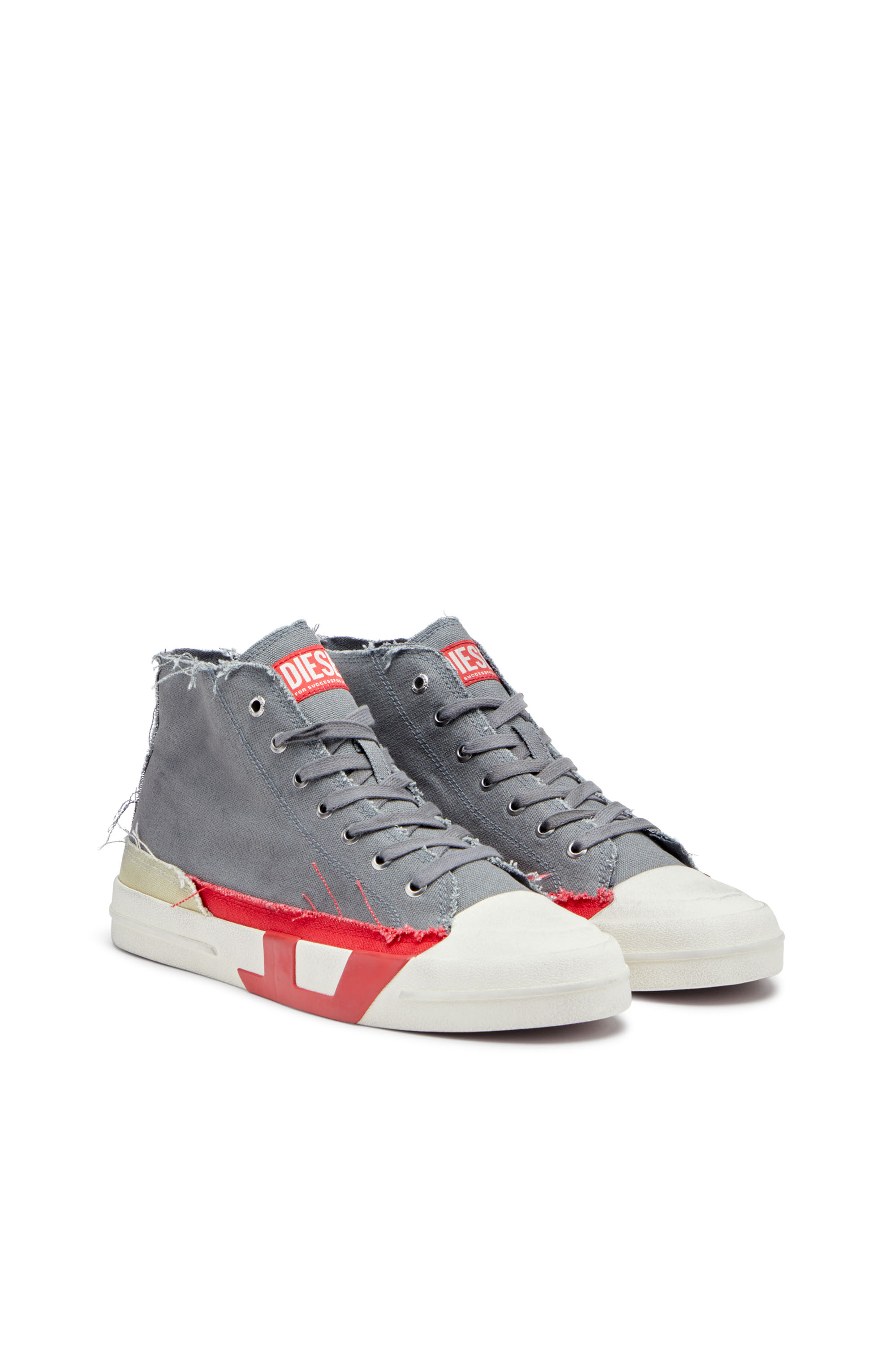 S-D-VERSE MID, Grigio/Rosso Diesel - S-D-VERSE MID, S-D-Verse-Sneaker high-top in canvas effetto dirt Uomo in Multicolor - 2