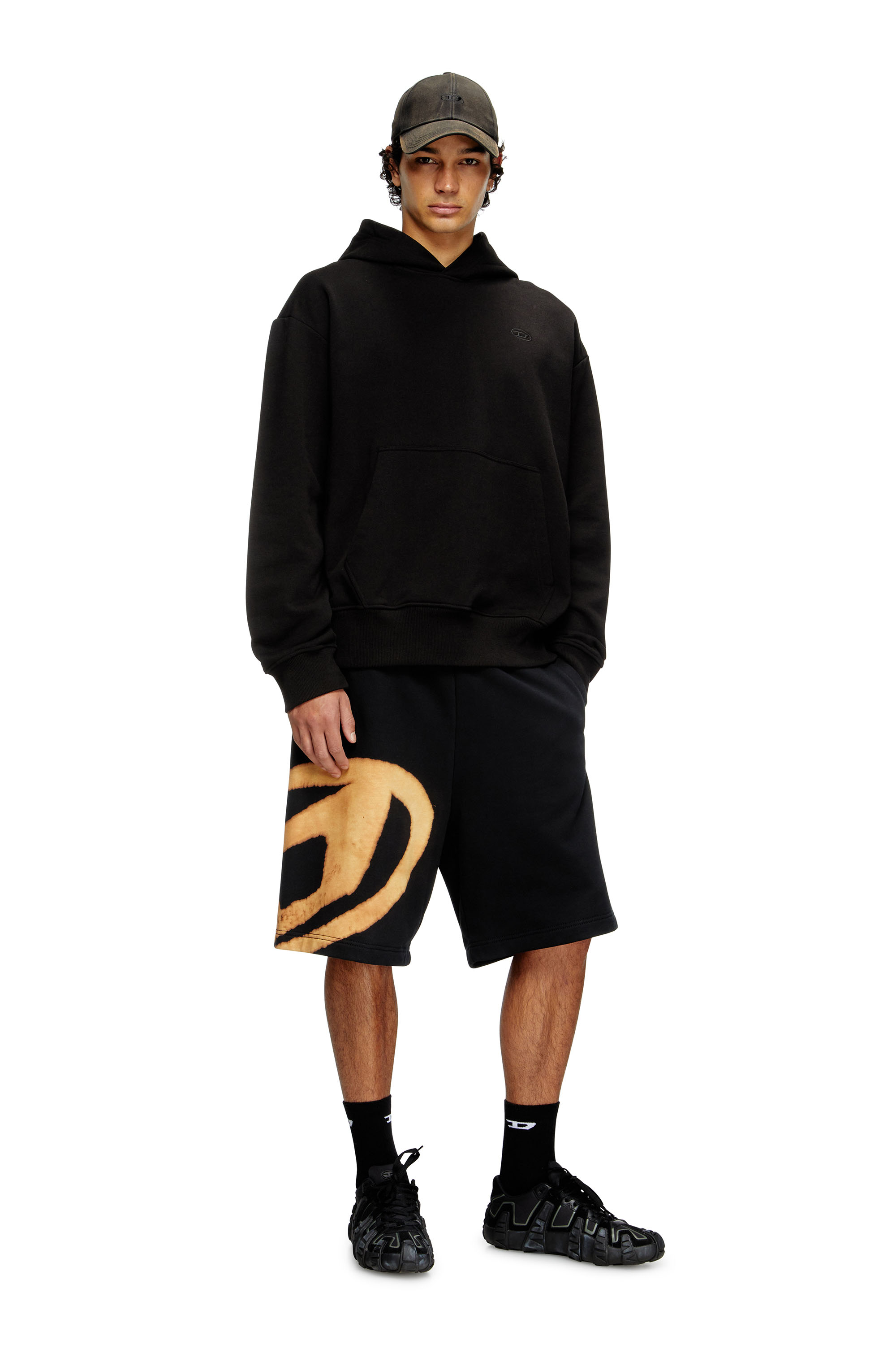 Diesel - P-CROW-BLEACH, Short in felpa con logo effetto bleach Uomo in Multicolor - 1