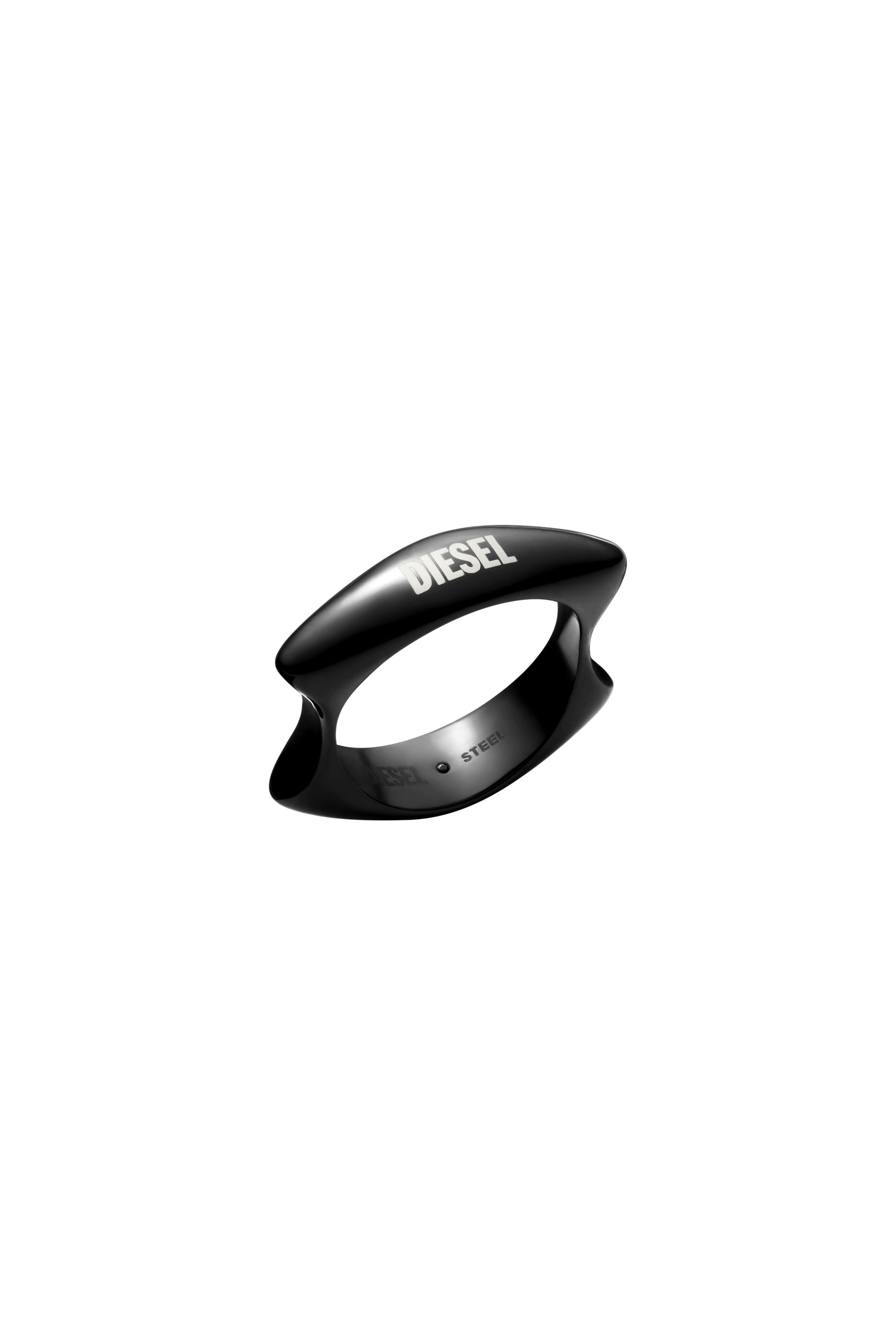 Diesel - DX1632001 JEWELLERY, Anello a fascia in acciaio nero Unisex in Nero - 1