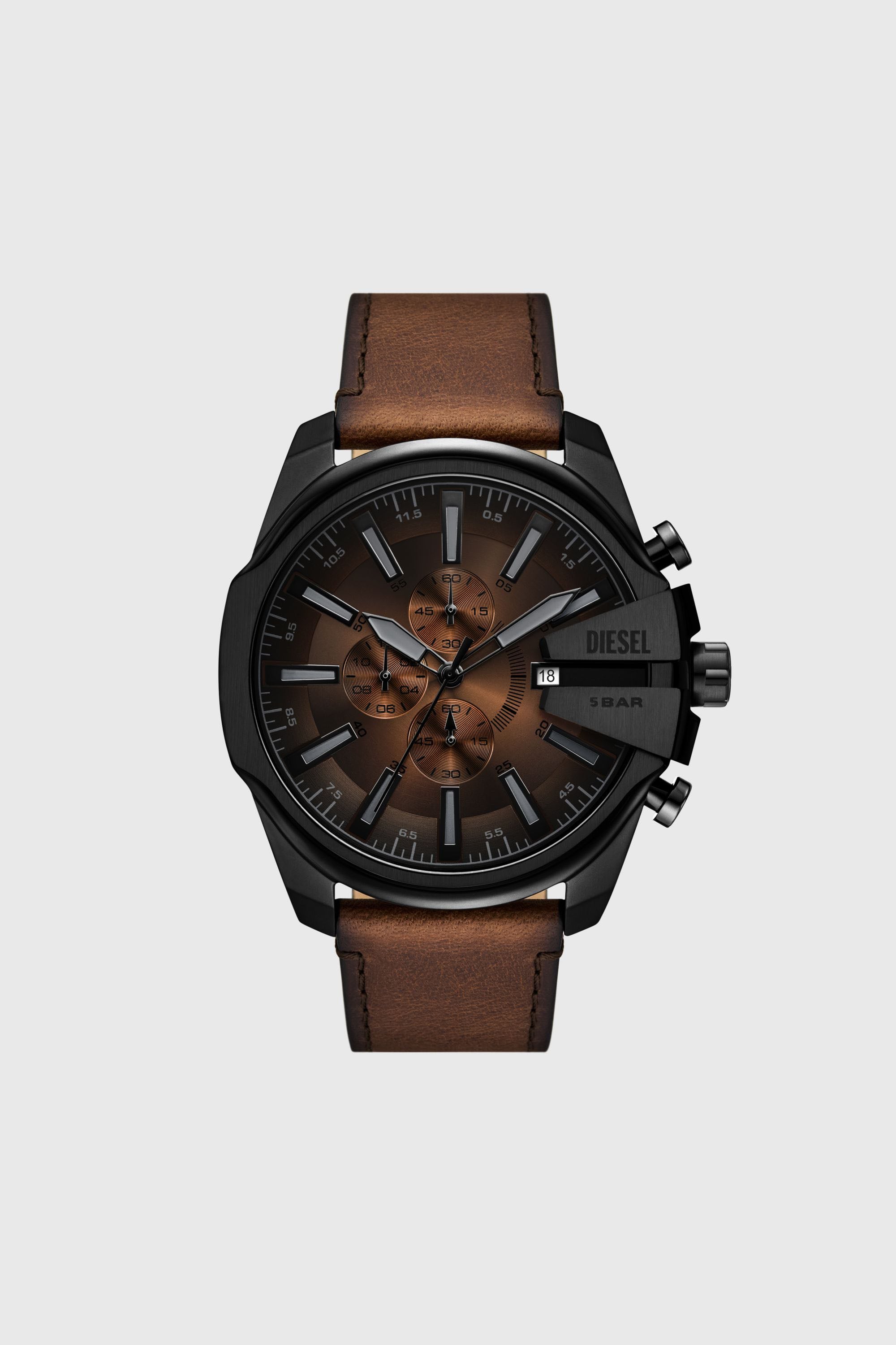 Diesel - DZ4692 WATCH, Orologio Mega Chief Slim in pelle marrone Uomo in Marrone - 1