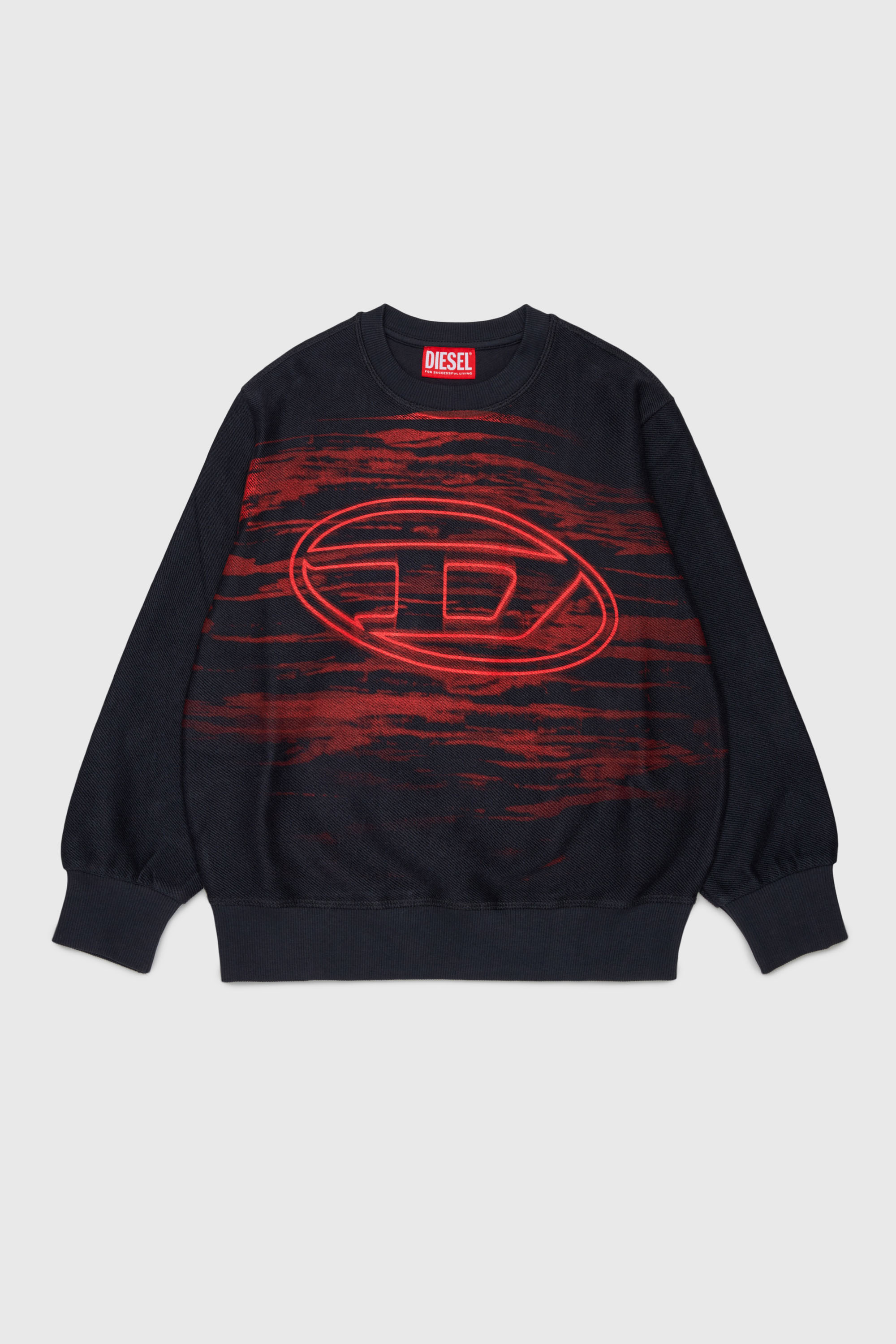 Diesel - SFRIT OVER, Felpa con striature e logo Oval D Uomo in Nero - 1