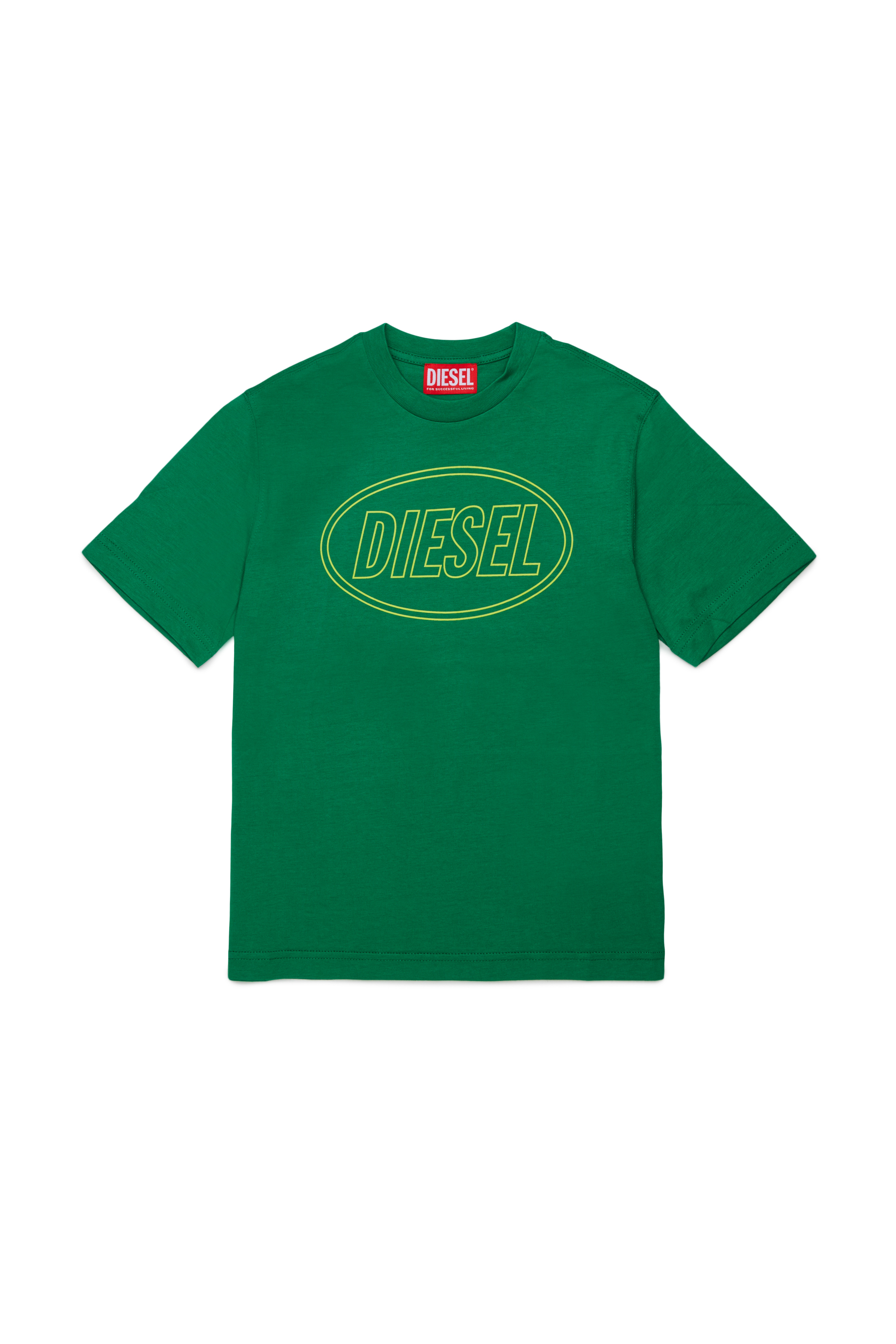 Diesel - TCIRCLE OVER, T-shirt in cotone con stampa Diesel Uomo in Verde - 1