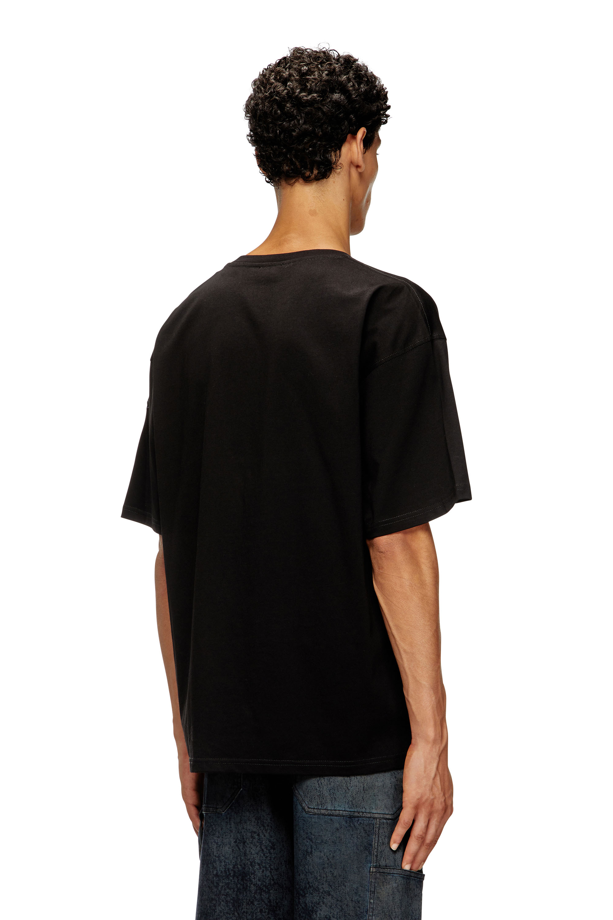 Diesel - T-BOXT-T21, T-shirt in cotone con stampa shark mouth Uomo in Nero - 4