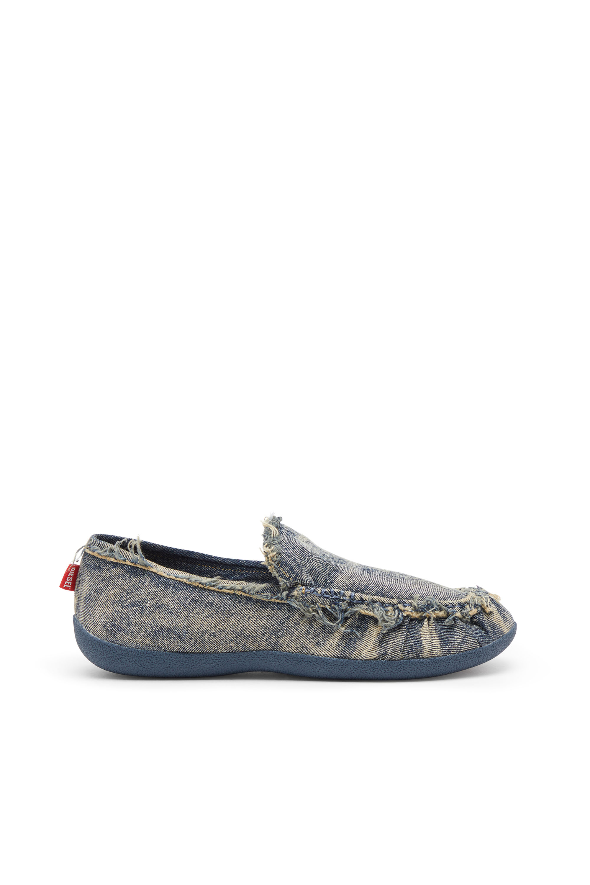 Diesel - D-SHOCK MOC, D-Shock-Mocassini in denim distressed Uomo in Blu - 1