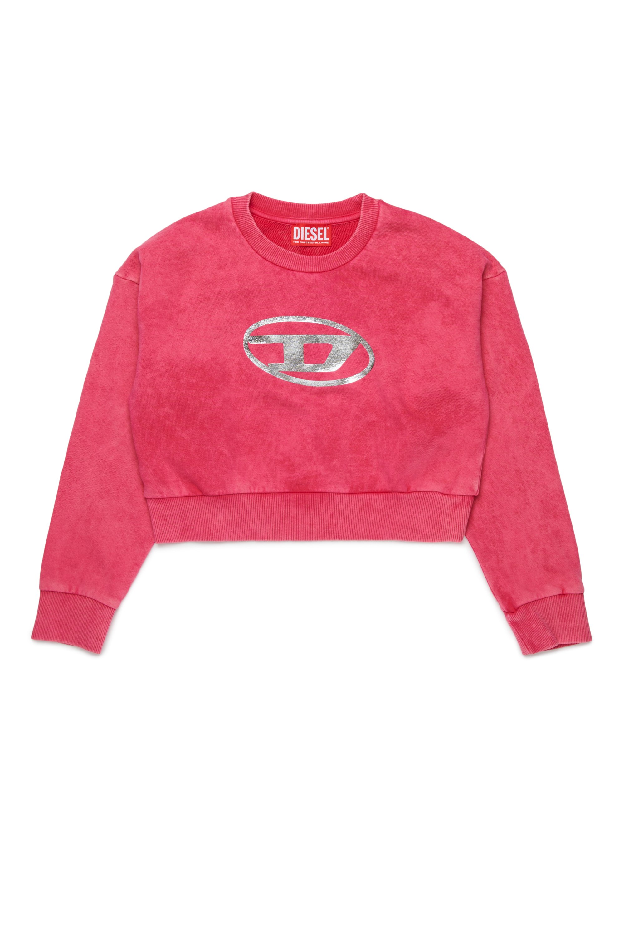 Diesel - SLEMPY, Felpa marmorizzata con logo metallizzato Donna in Rosa - 1