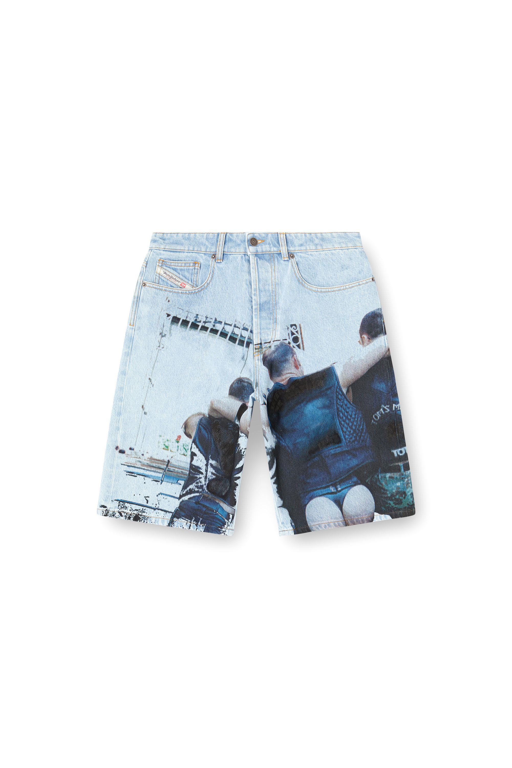 Diesel - PR-D-RIXFORD-S, Short in denim con stampa sfumata Unisex in Blu - 4